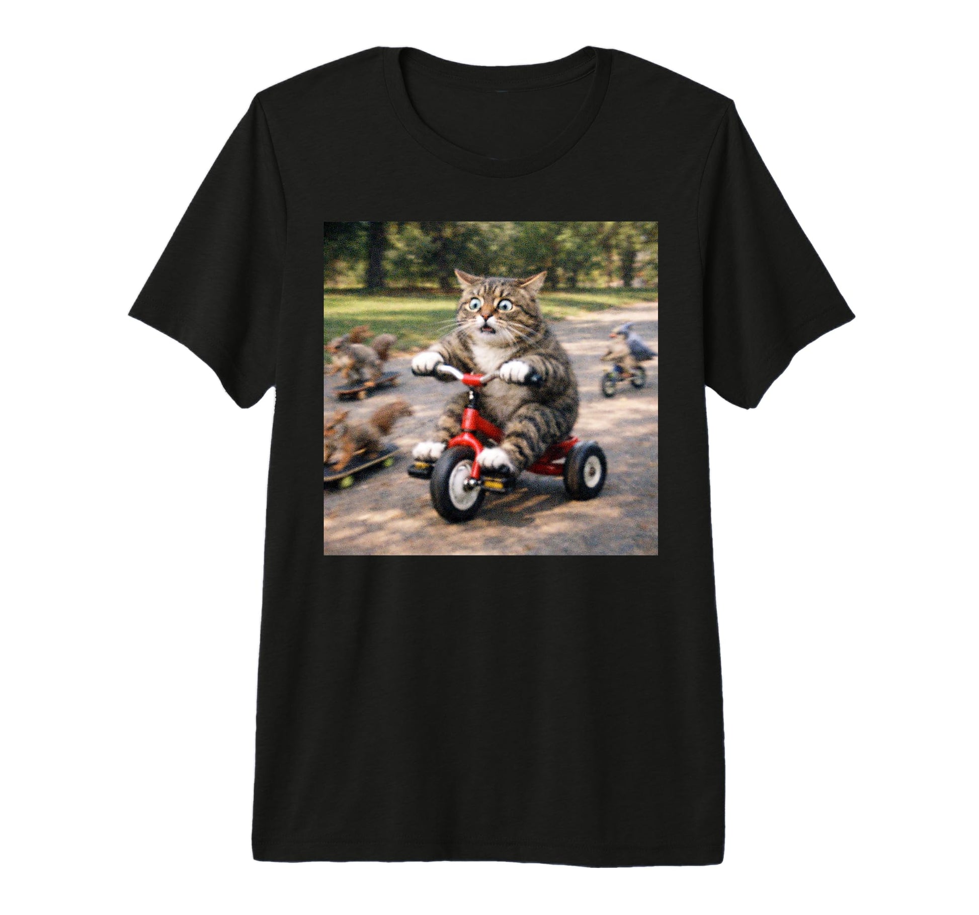 Oh No Cat Tricycle Crash Funny Cat Meme T-Shirt - Graphic Print Men Women - T-Shirt, Sweatshirt, Hoodie