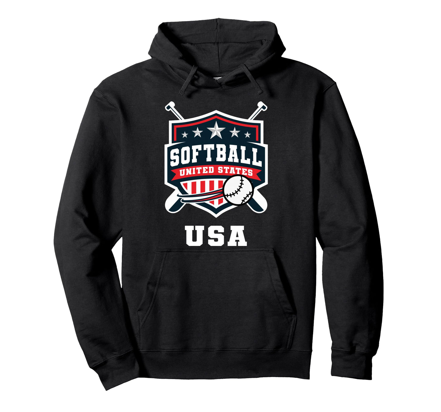 Softball Usa Support Team Usa Flag Hoodie - Trendy Graphic for Adults - T-Shirt, Sweatshirt, Hoodie