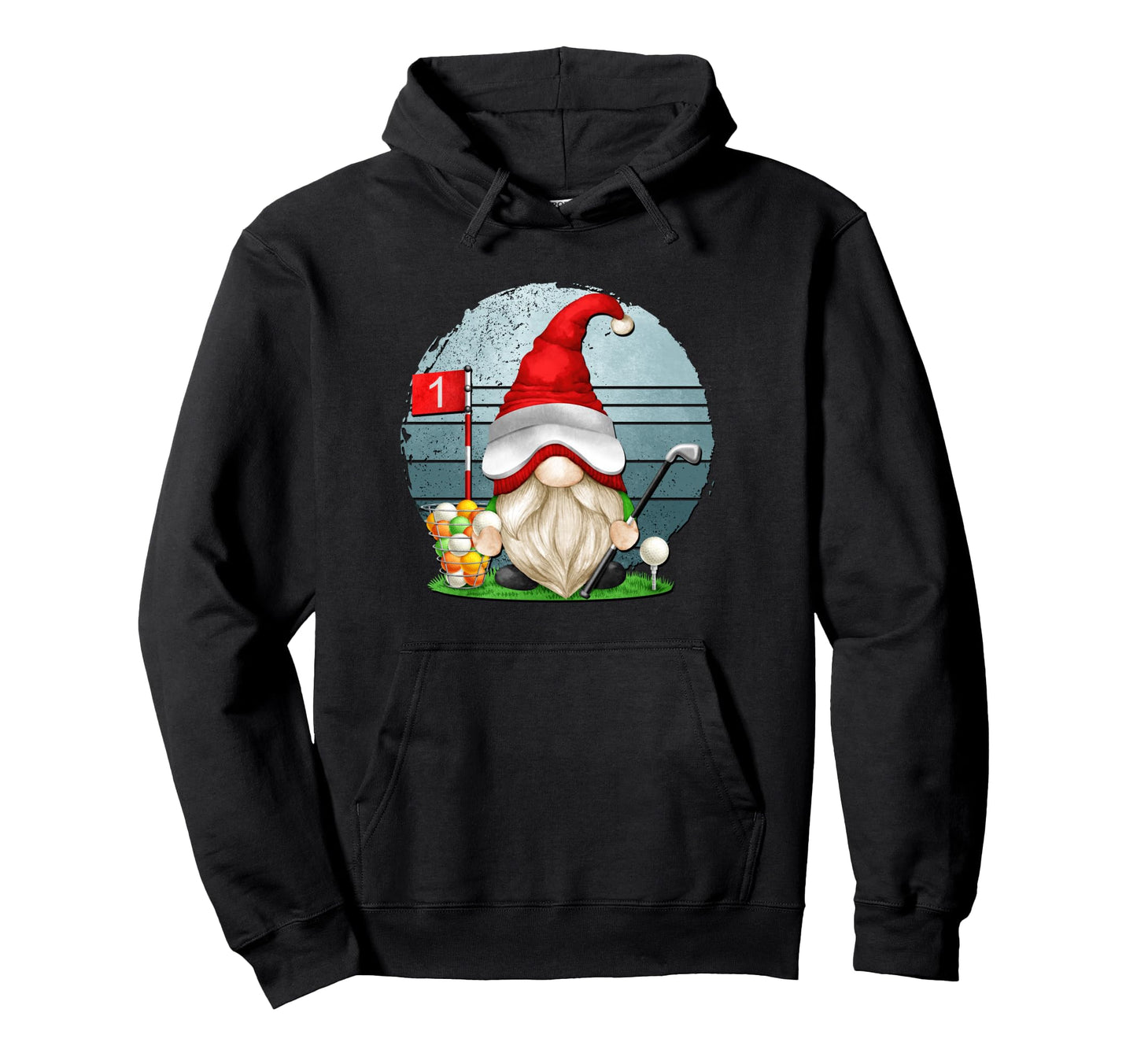 Golfing Dad Golfer Gnome Sunset Golf Hoodie - Graphic Print Unisex - T-Shirt, Sweatshirt, Hoodie
