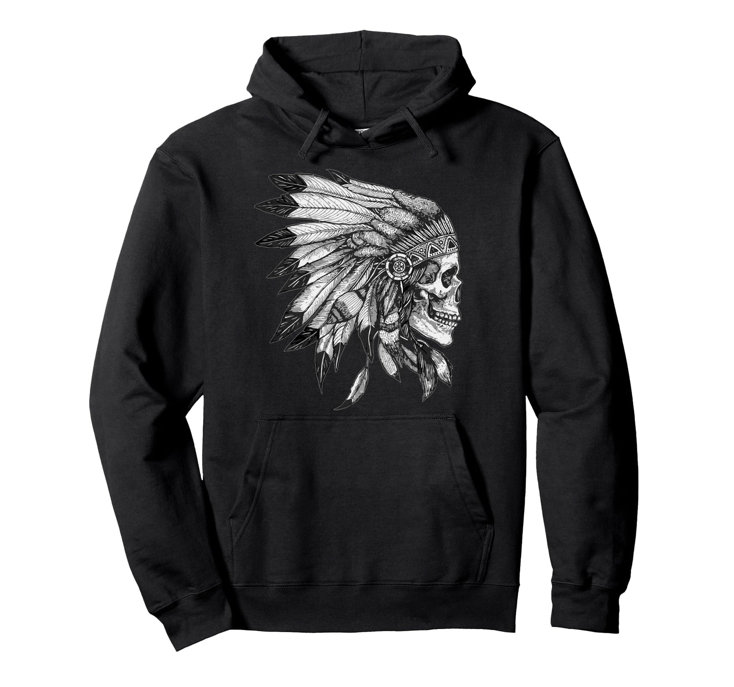 American Motorcycle Skull Native Indian Hoodie - Trendy Graphic Unisex - T-Shirt, Sweatshirt, Hoodie