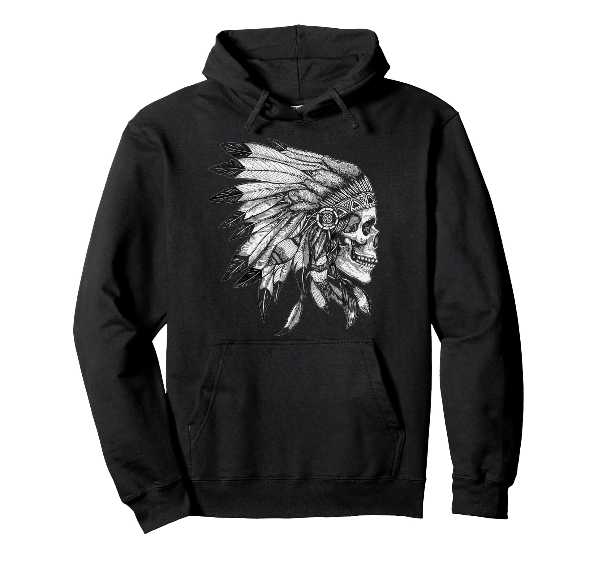 American Motorcycle Skull Native Indian Hoodie - Trendy Graphic Unisex - T-Shirt, Sweatshirt, Hoodie
