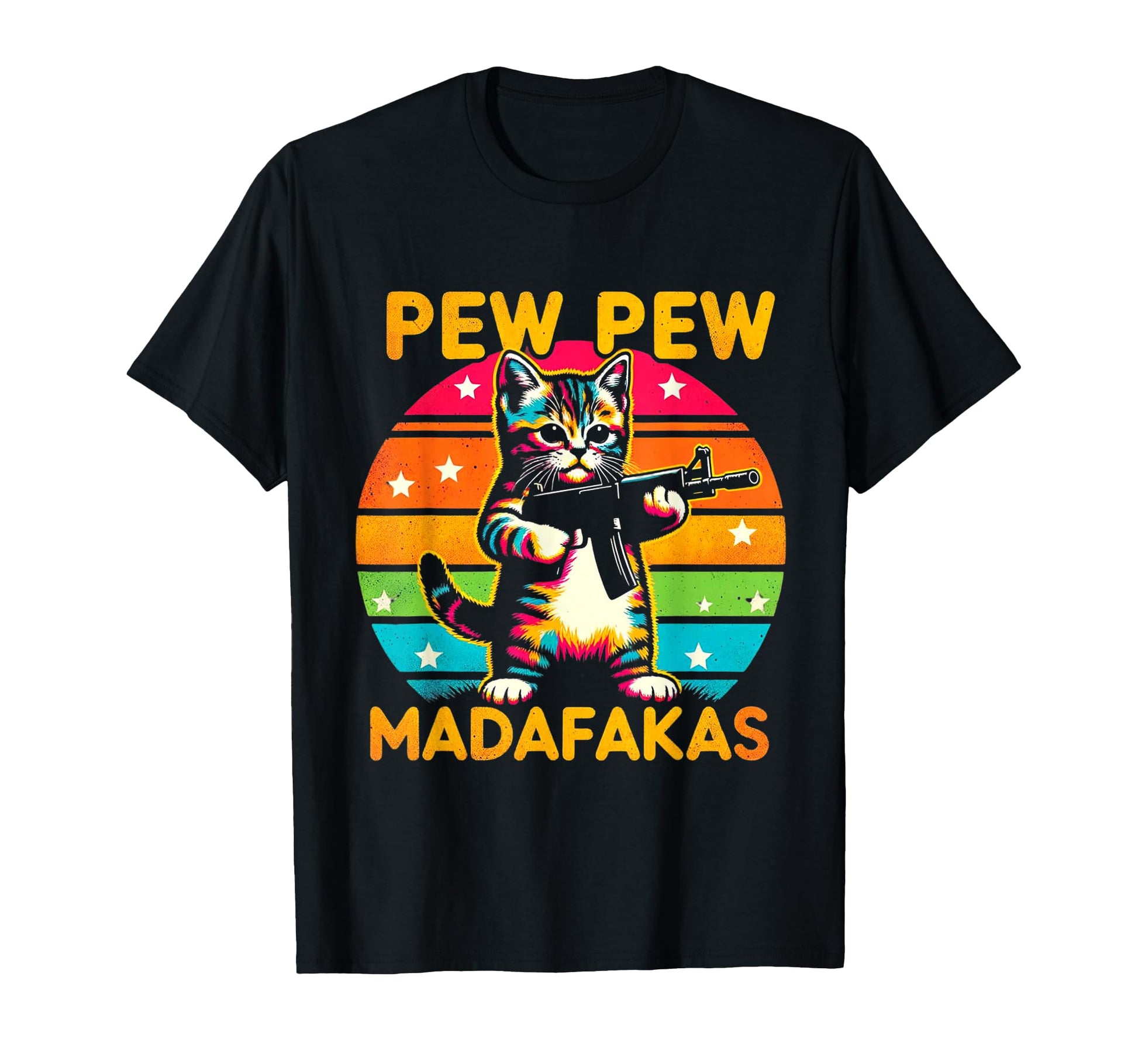 Pew Madafakas Pew Guns Funny Cat T-Shirt - Custom Art Print Men Women - T-Shirt, Sweatshirt, Hoodie