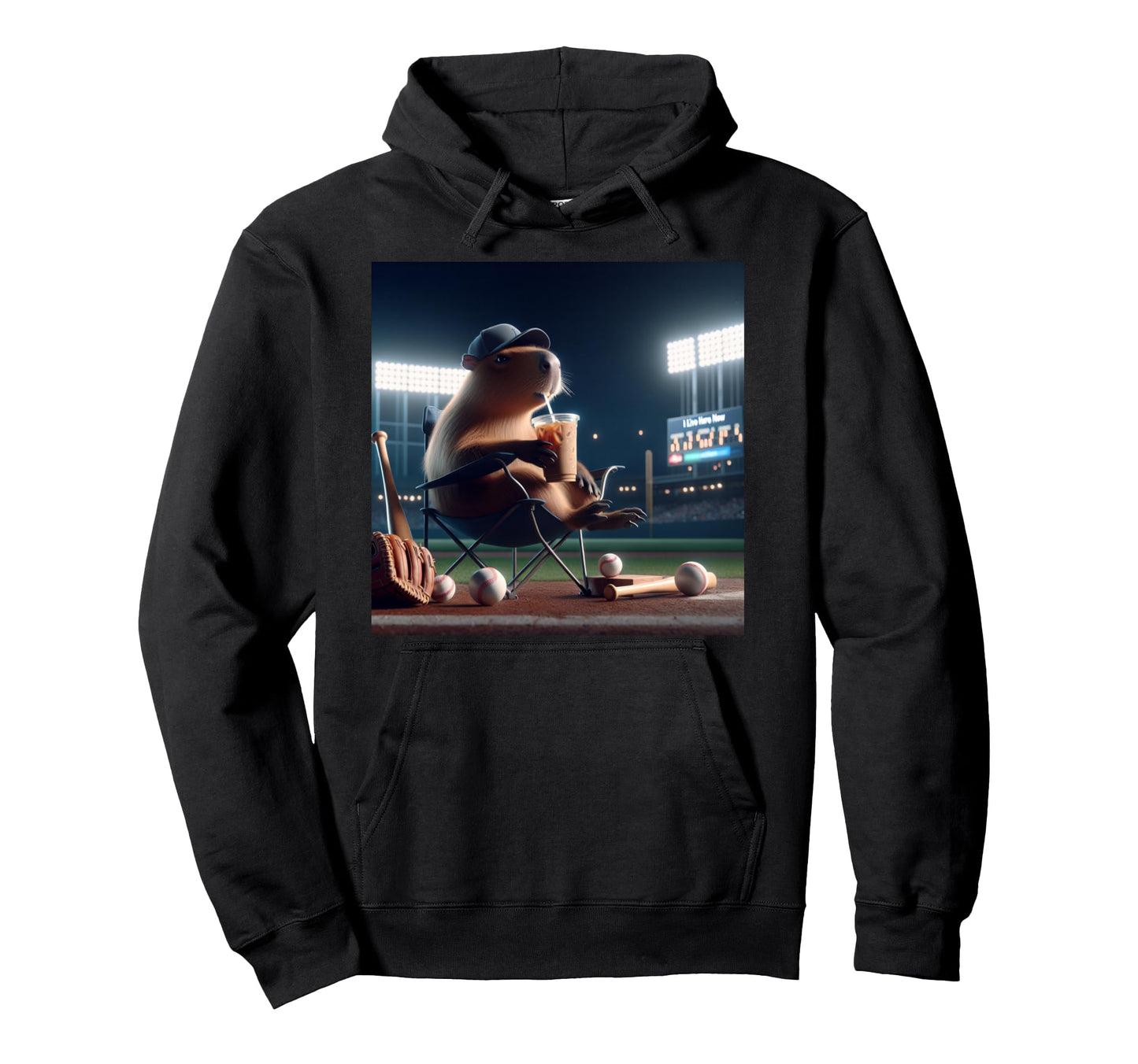 Funny Capybara Baseball Lovers Hoodie - Streetwear Style for Adults - T-Shirt, Sweatshirt, Hoodie