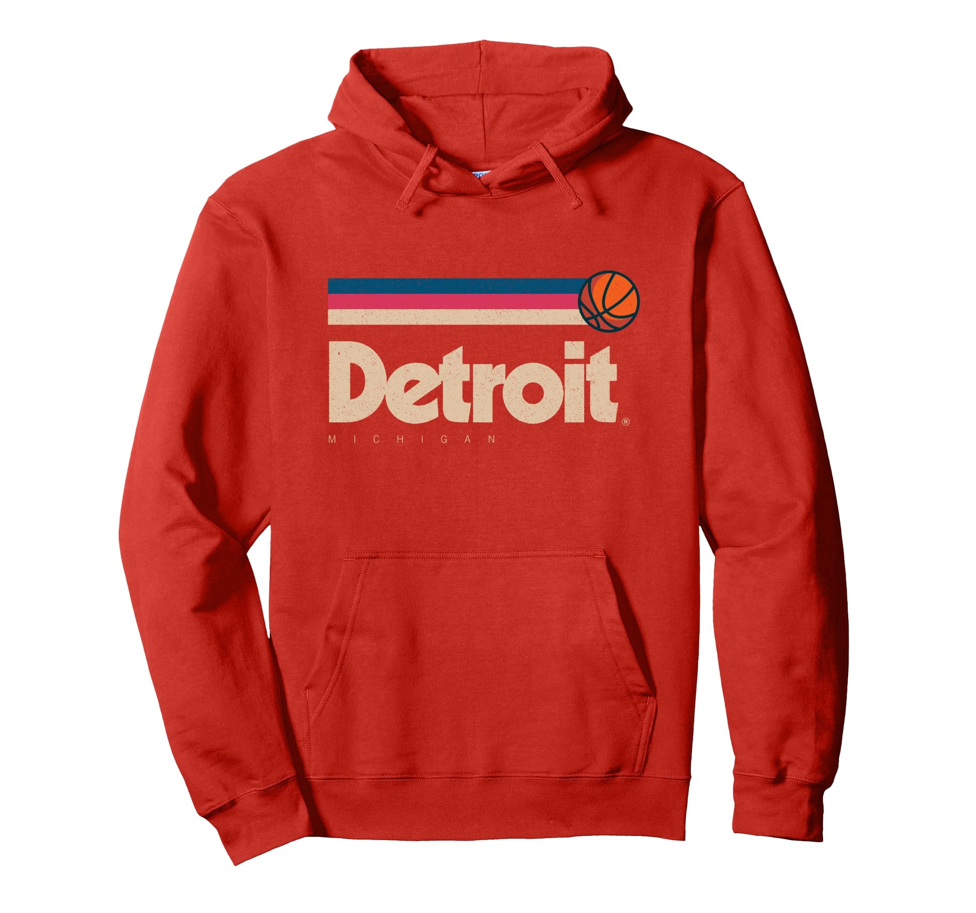 Red Detroit Basketball B Ball City Michigan Hoodie - Graphic Print Unisex - T-Shirt, Sweatshirt, Hoodie