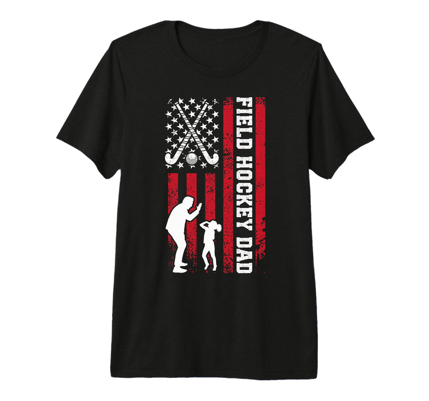 Mens Field Hockey Dad Us Flag Dad T-Shirt - Fun Novelty Design Men Women - T-Shirt, Sweatshirt, Hoodie