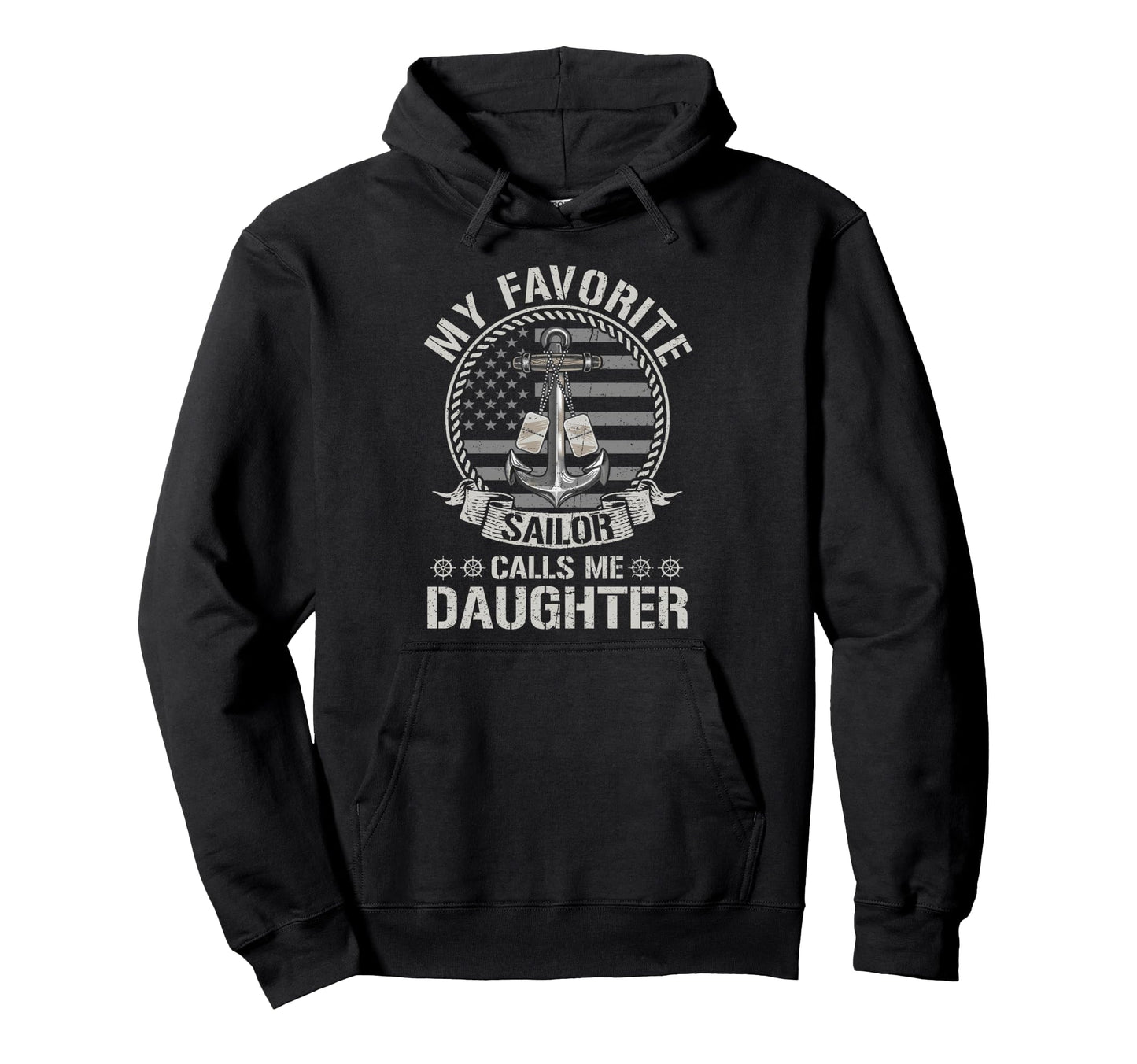 Proud Us Sailor Daughter Anchor Flag Hoodie - Minimalist Print Men Women - T-Shirt, Sweatshirt, Hoodie