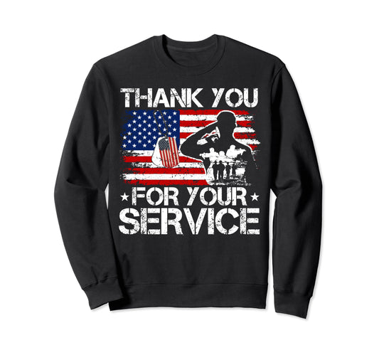 American Thank You Your Service Sweatshirt - Minimalist Print for Adults - T-Shirt, Sweatshirt, Hoodie