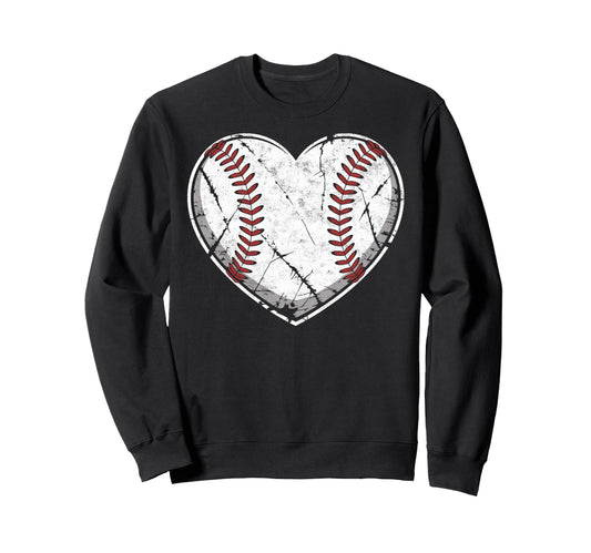 Baseball Ball Heart Player Coach Sweatshirt - Minimalist Print for Adults - T-Shirt, Sweatshirt, Hoodie