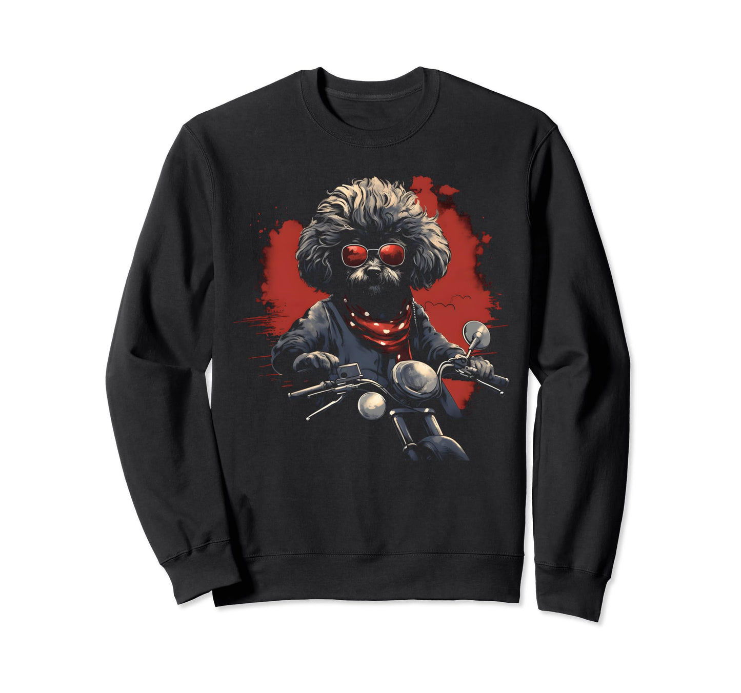 Motorcycle Dad Biker Dog Poodle Dad Sweatshirt - Unique Graphic for Adults - T-Shirt, Sweatshirt, Hoodie