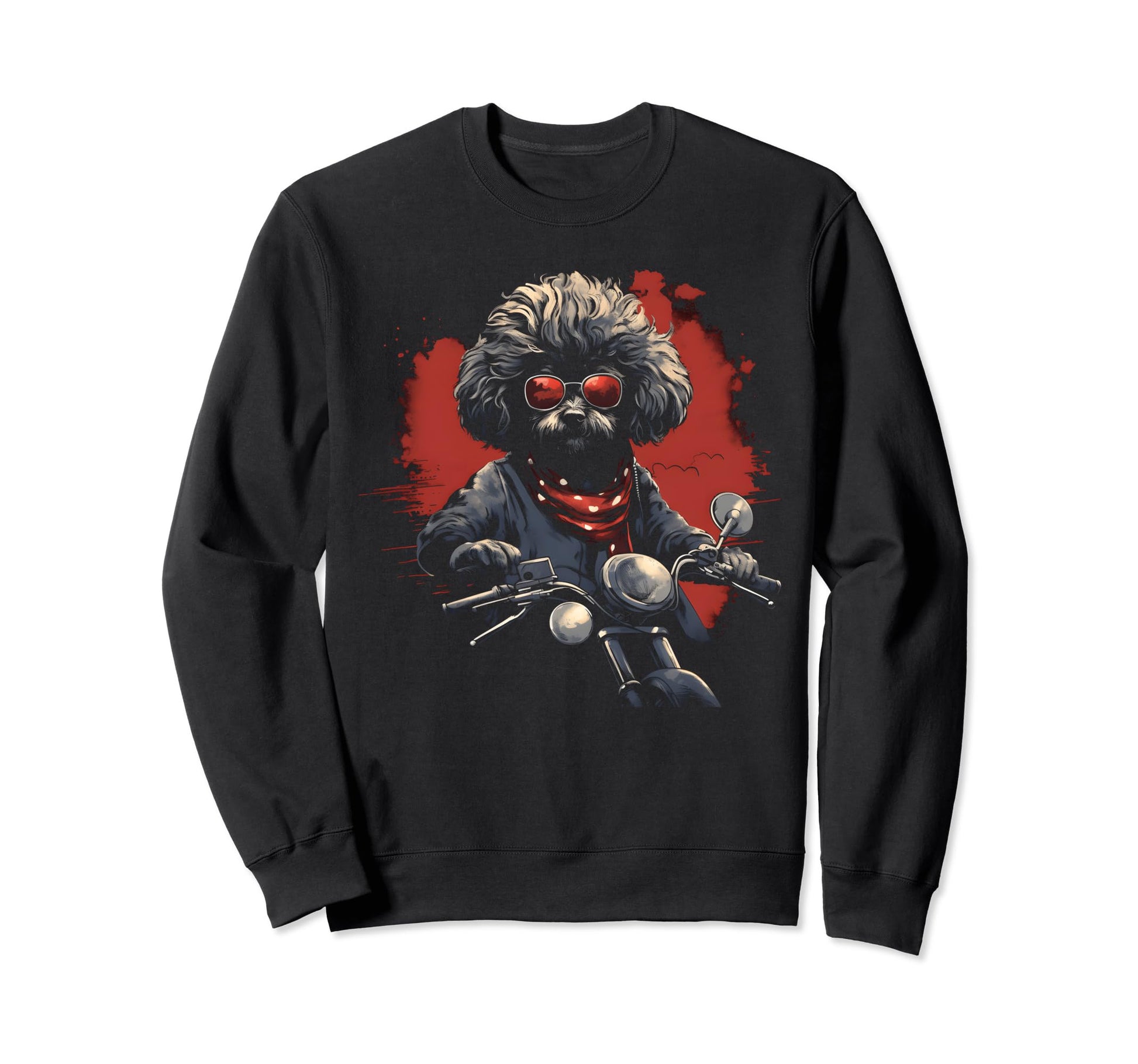 Motorcycle Dad Biker Dog Poodle Dad Sweatshirt - Unique Graphic for Adults - T-Shirt, Sweatshirt, Hoodie