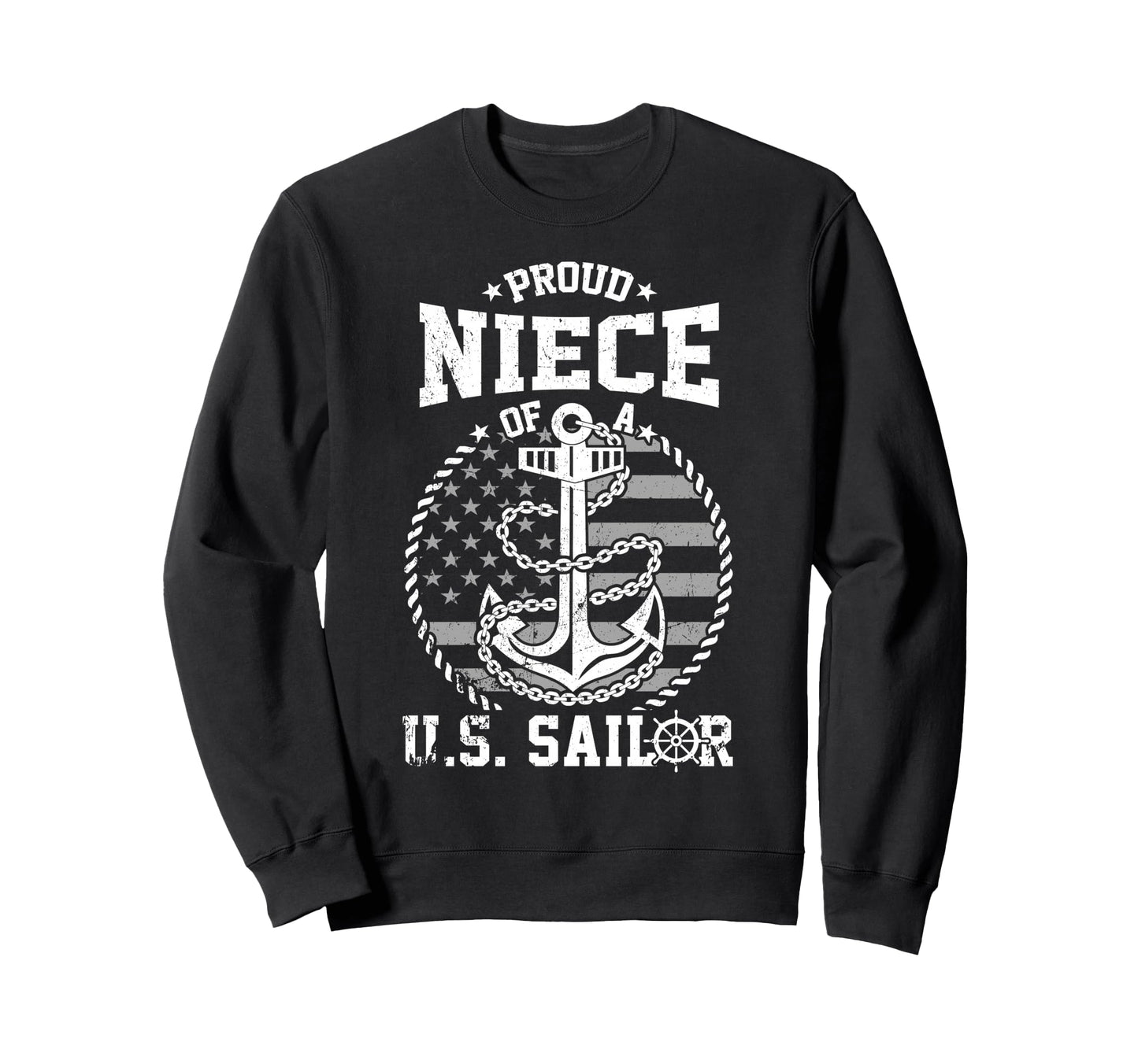 Proud Niece Us Sailor Anchor Flag Sweatshirt - Custom Art Print for Adults - T-Shirt, Sweatshirt, Hoodie