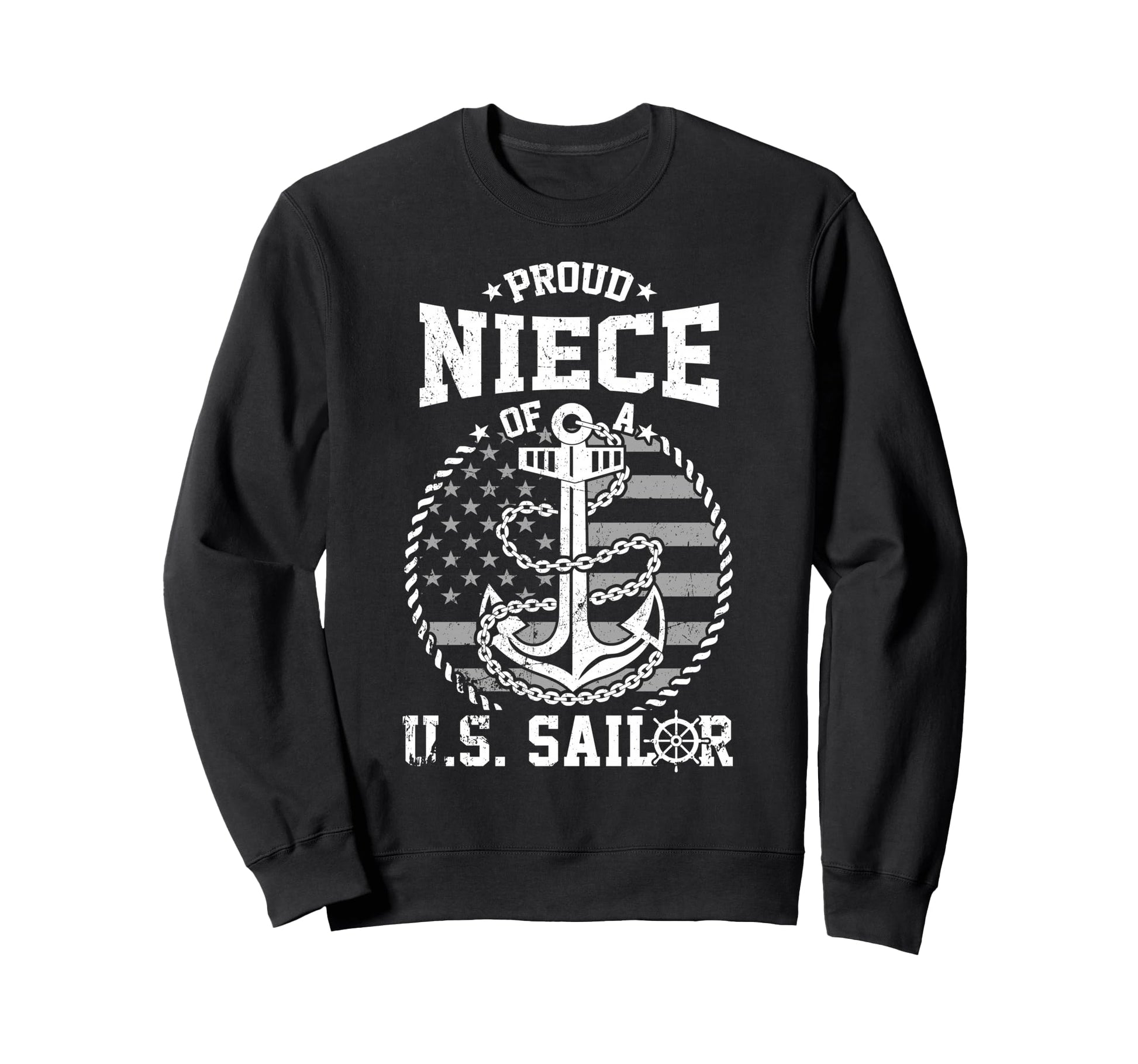 Proud Niece Us Sailor Anchor Flag Sweatshirt - Custom Art Print for Adults - T-Shirt, Sweatshirt, Hoodie