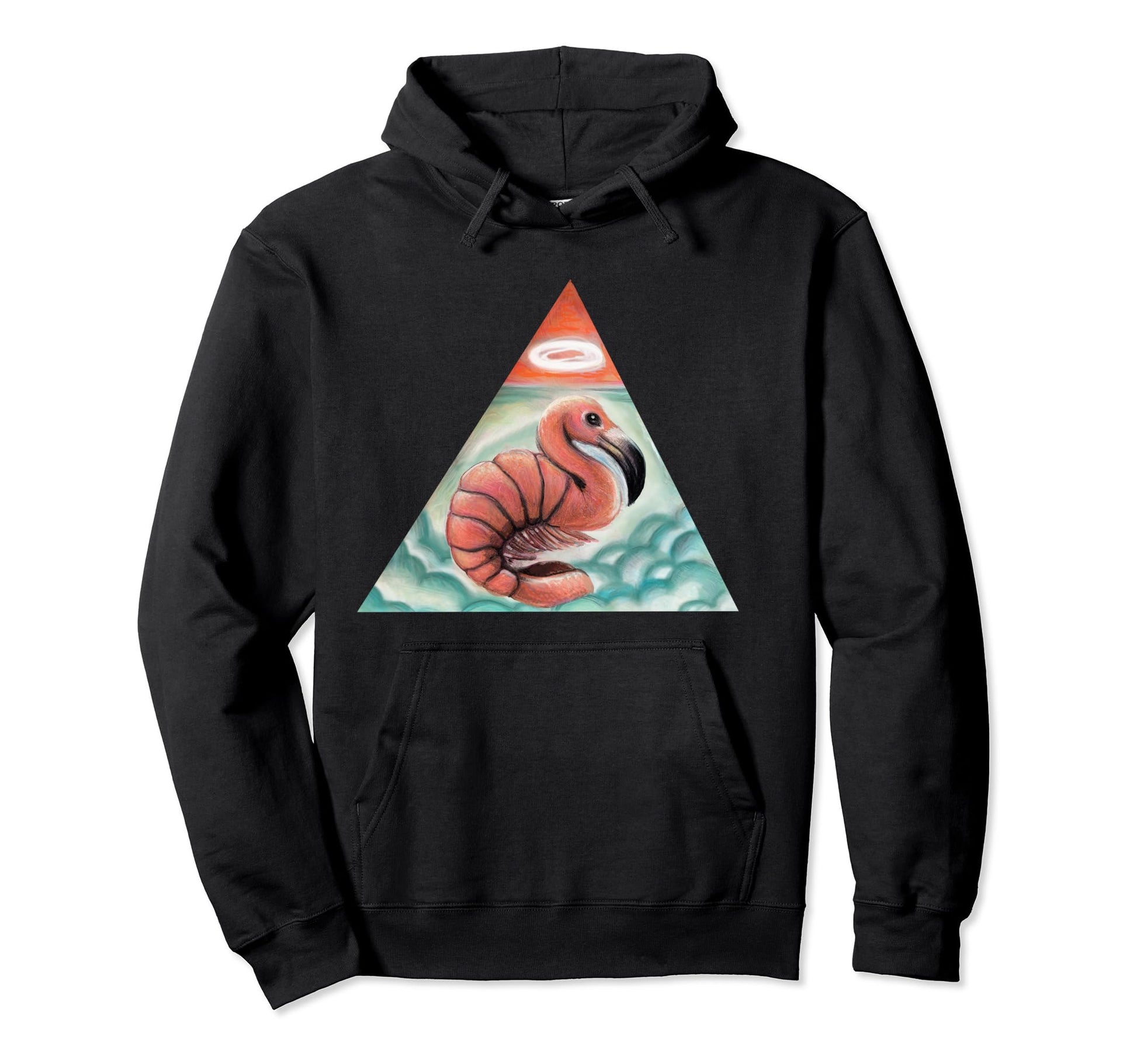 Pop Surrealism Flamingo Shrimp Hoodie - Minimalist Print Men Women - T-Shirt, Sweatshirt, Hoodie