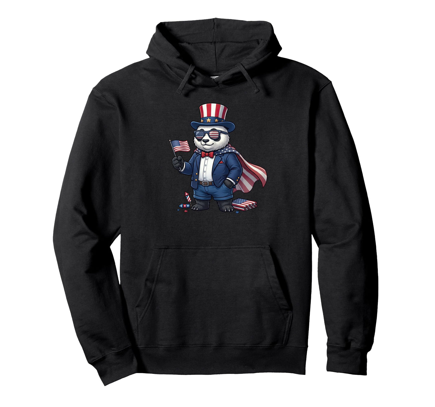 Funny Panda American Usa Flag Memorial Day Hoodie - Graphic Print Unisex - T-Shirt, Sweatshirt, Hoodie