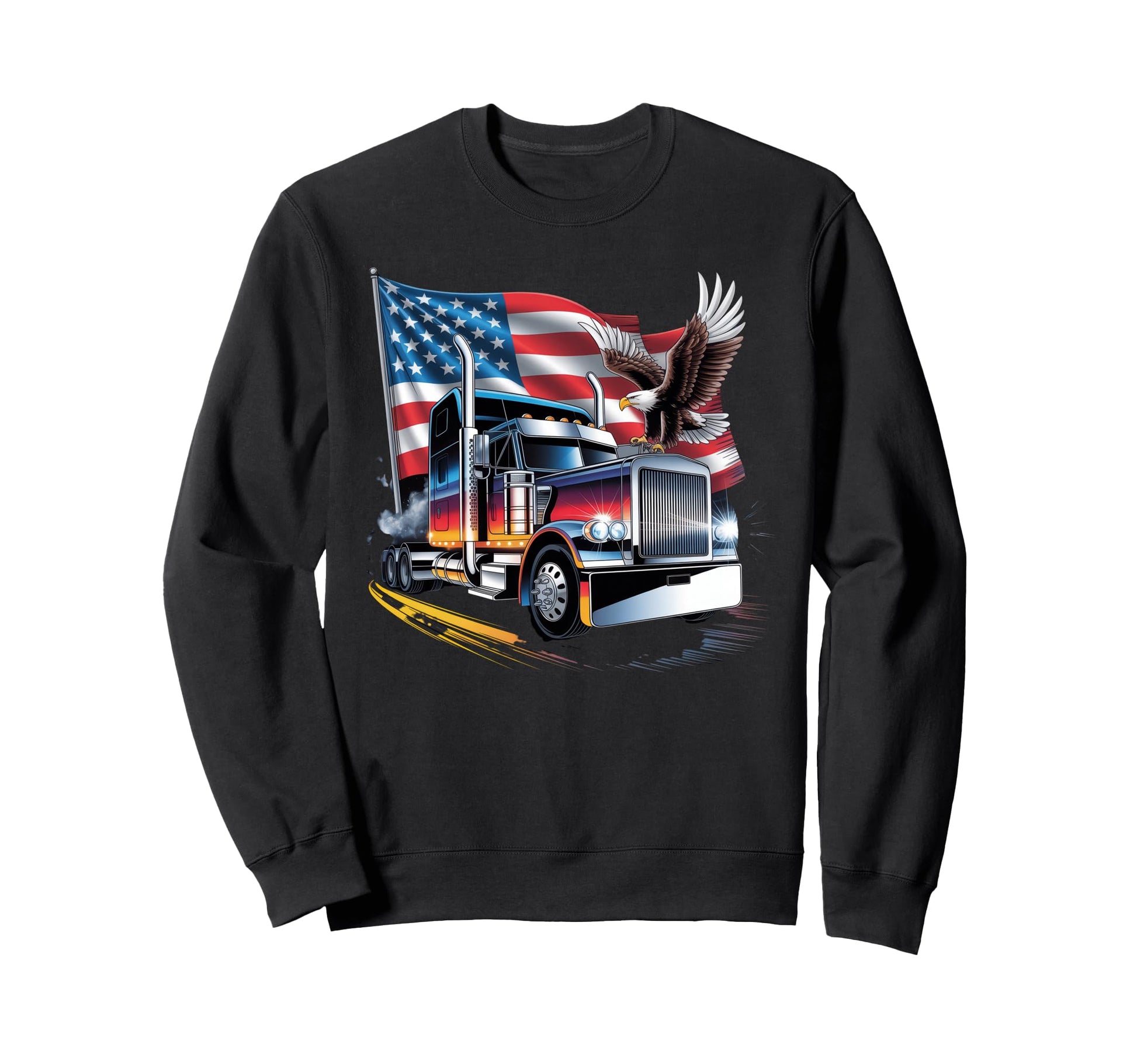 American Flag Trucker Dad Big Rig Sweatshirt - Trendy Graphic for Adults - T-Shirt, Sweatshirt, Hoodie