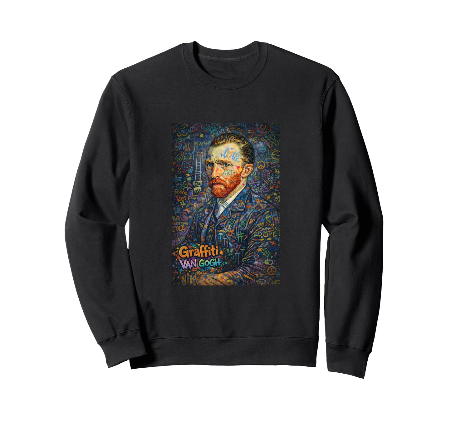 Graffiti Van Gogh Portrait Sweatshirt - Casual Everyday Wear for Adults - T-Shirt, Sweatshirt, Hoodie