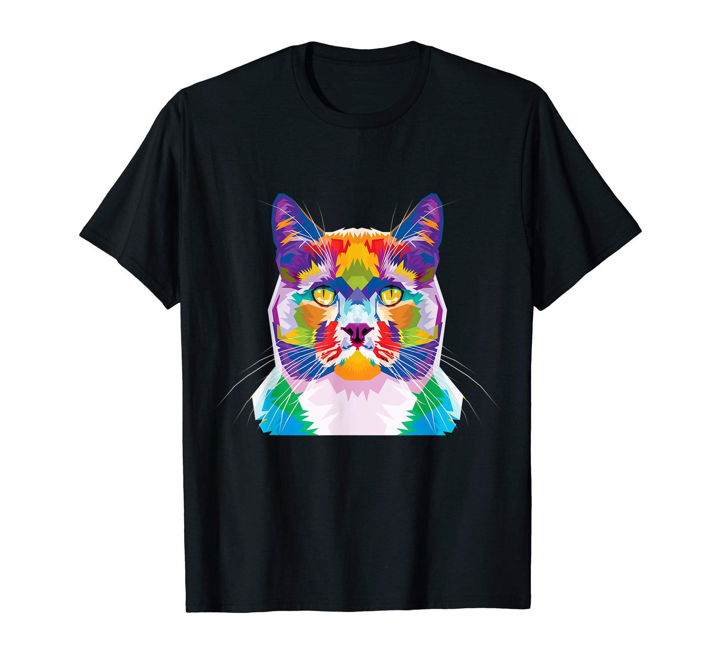 Colorful Cat Geometric Kitten Pop Art T-Shirt - Custom Art Print Unisex - T-Shirt, Sweatshirt, Hoodie