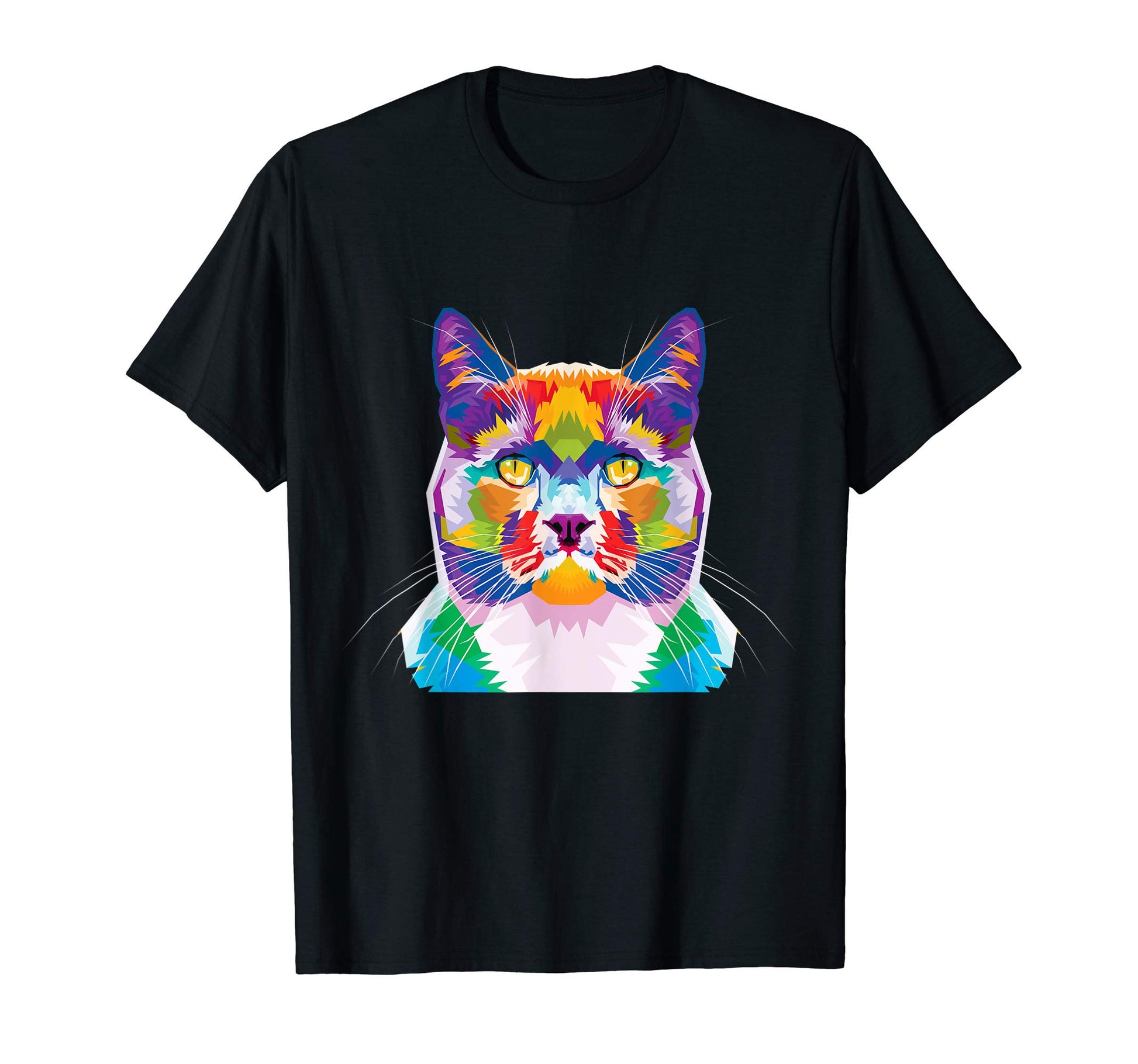 Colorful Cat Geometric Kitten Pop Art T-Shirt - Custom Art Print Unisex - T-Shirt, Sweatshirt, Hoodie