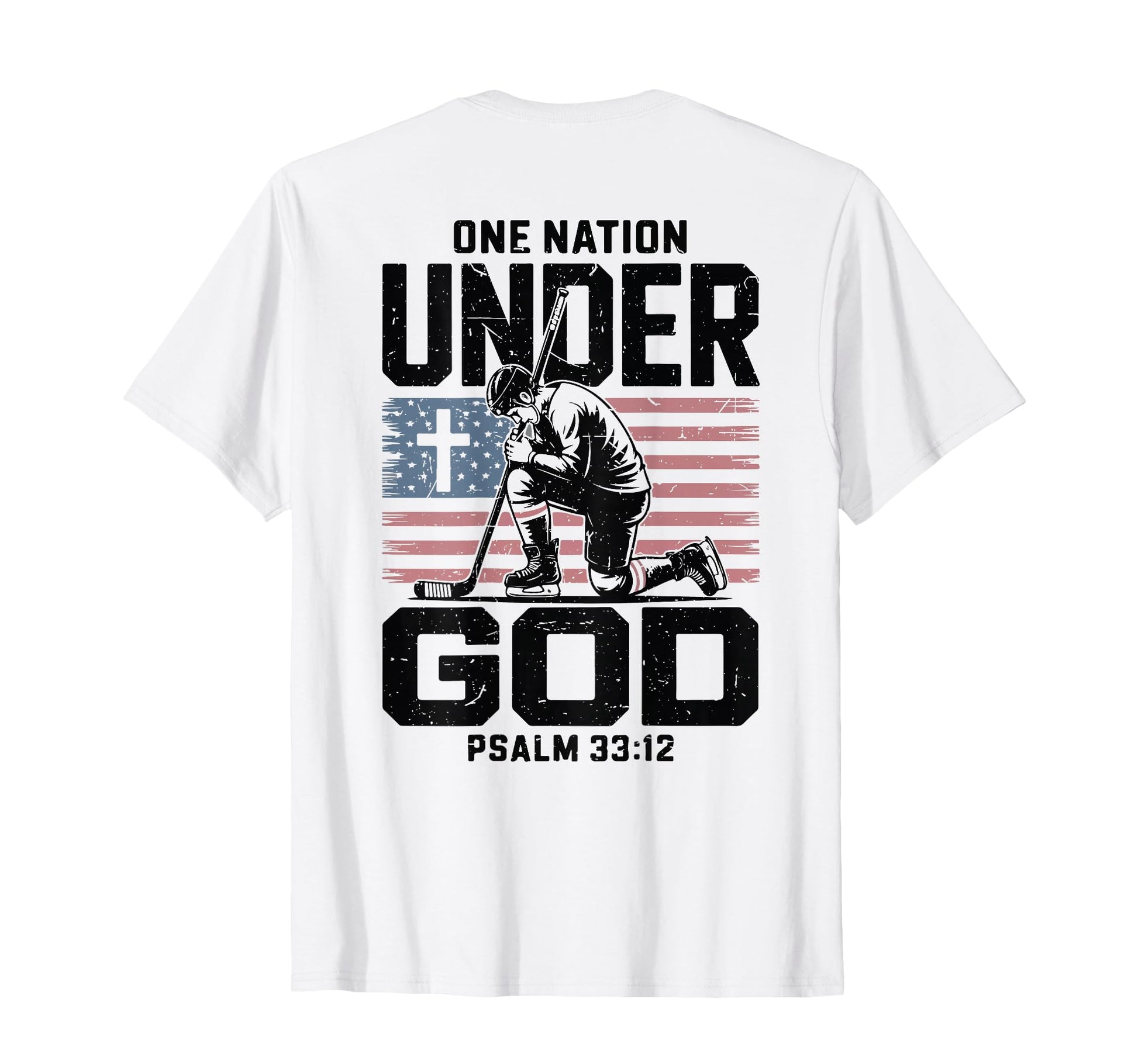 Mens One Nation Under God Patriotic Hockey T-Shirt - Graphic Print Unisex - T-Shirt, Sweatshirt, Hoodie