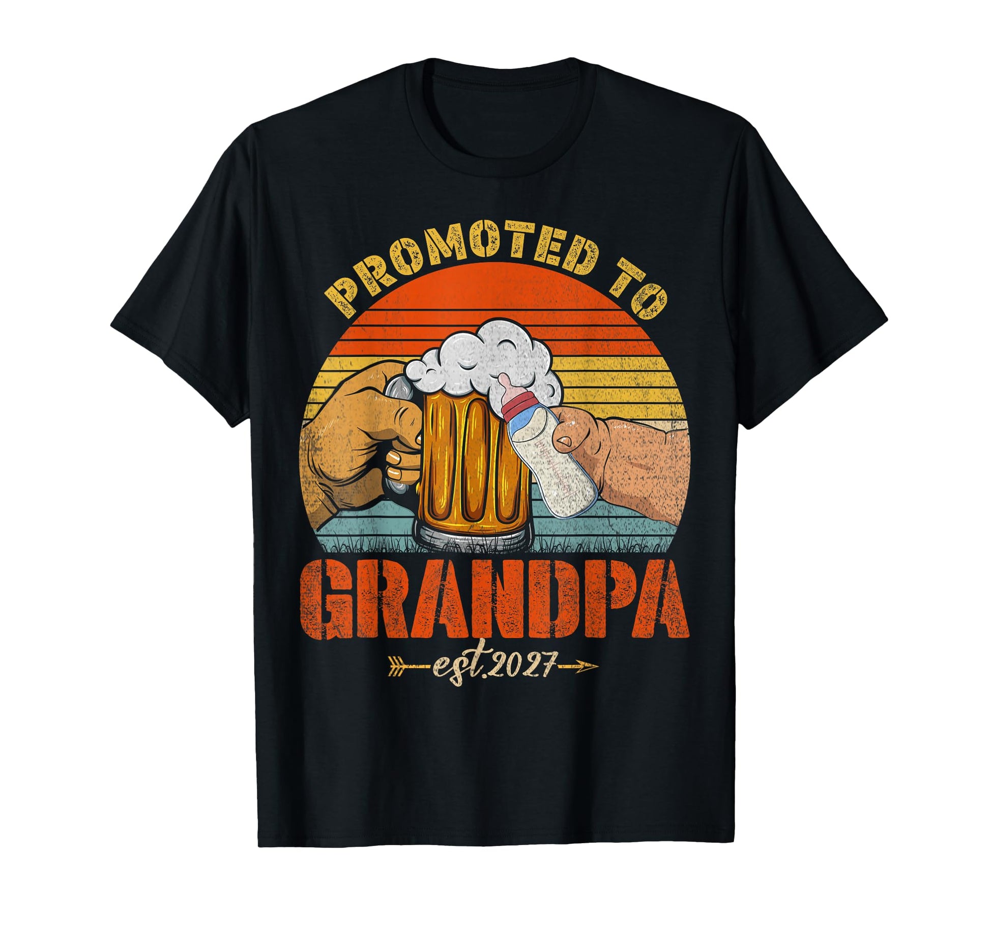 Promoted To Grandpa Est 2027 New Dad T-Shirt - Minimalist Print for Adults - T-Shirt, Sweatshirt, Hoodie