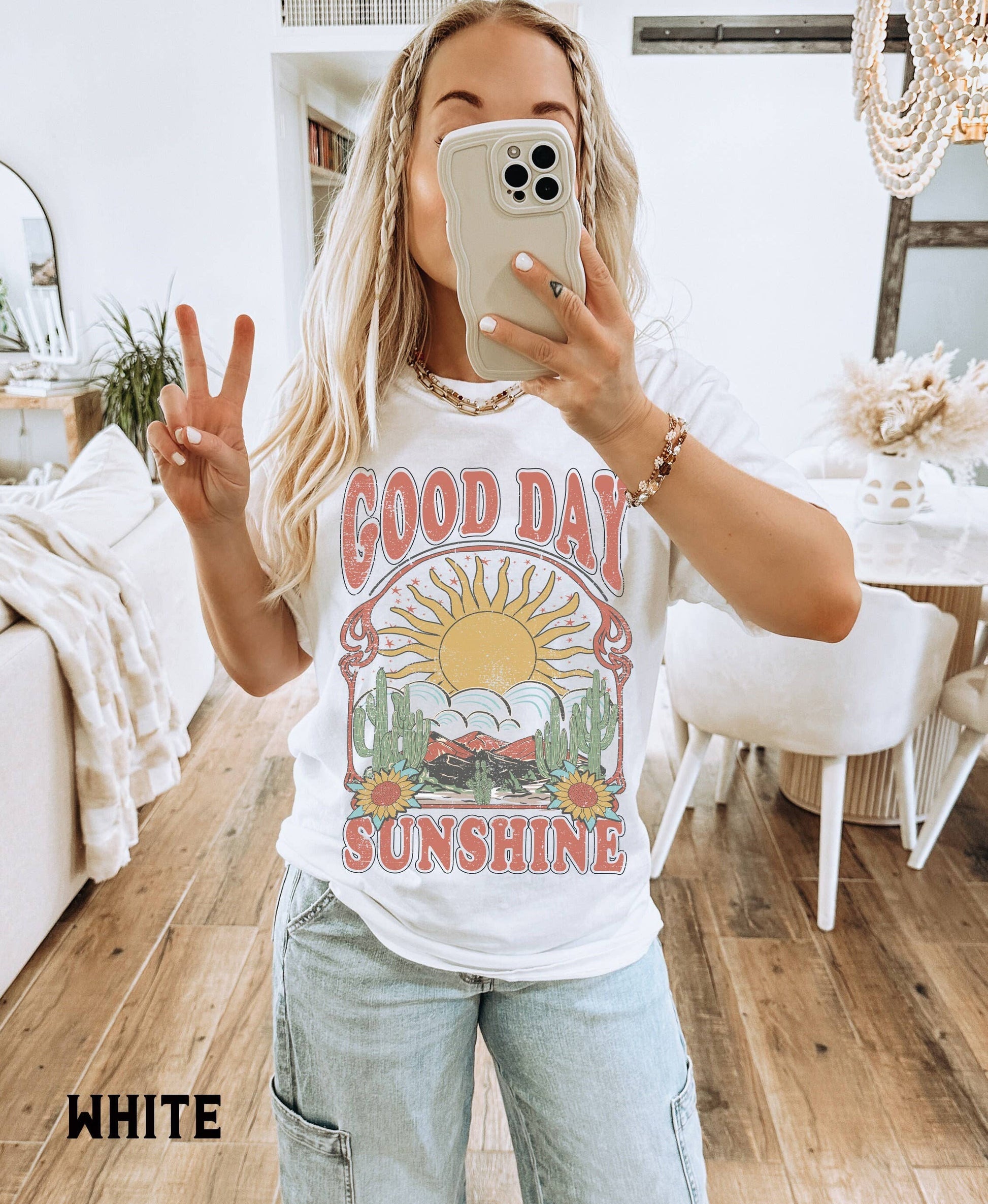 Good Day Sunshine Tee  Retro 70s Style Oversized Boho Shirt Unisex T-shirt, Sweatshirt, Hoodie, Long Sleeve Tee - T-Shirt, Sweatshirt, Hoodie