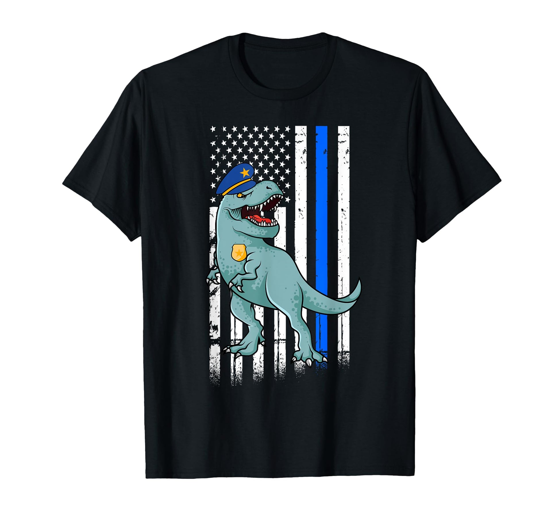 Police T Rex Dinosaur Back Blue Law T-Shirt - Unique Graphic Men Women - T-Shirt, Sweatshirt, Hoodie