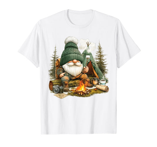 Camping Gnome Campfire T-Shirt - Graphic Print Unisex - T-Shirt, Sweatshirt, Hoodie