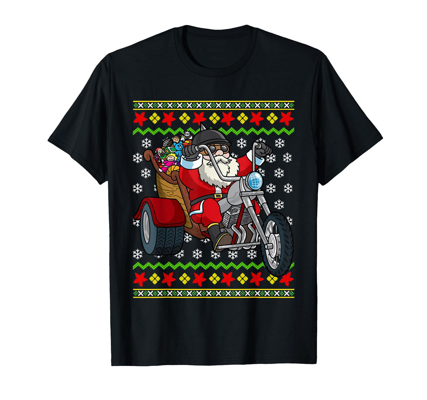 Santa Claus Biker Motorcycle T-Shirt - Aesthetic Graphic Unisex - T-Shirt, Sweatshirt, Hoodie
