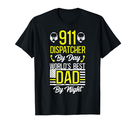 911 Dispatcher Thin Gold Yellow Line Dad T-Shirt - Trendy Graphic Unisex - T-Shirt, Sweatshirt, Hoodie