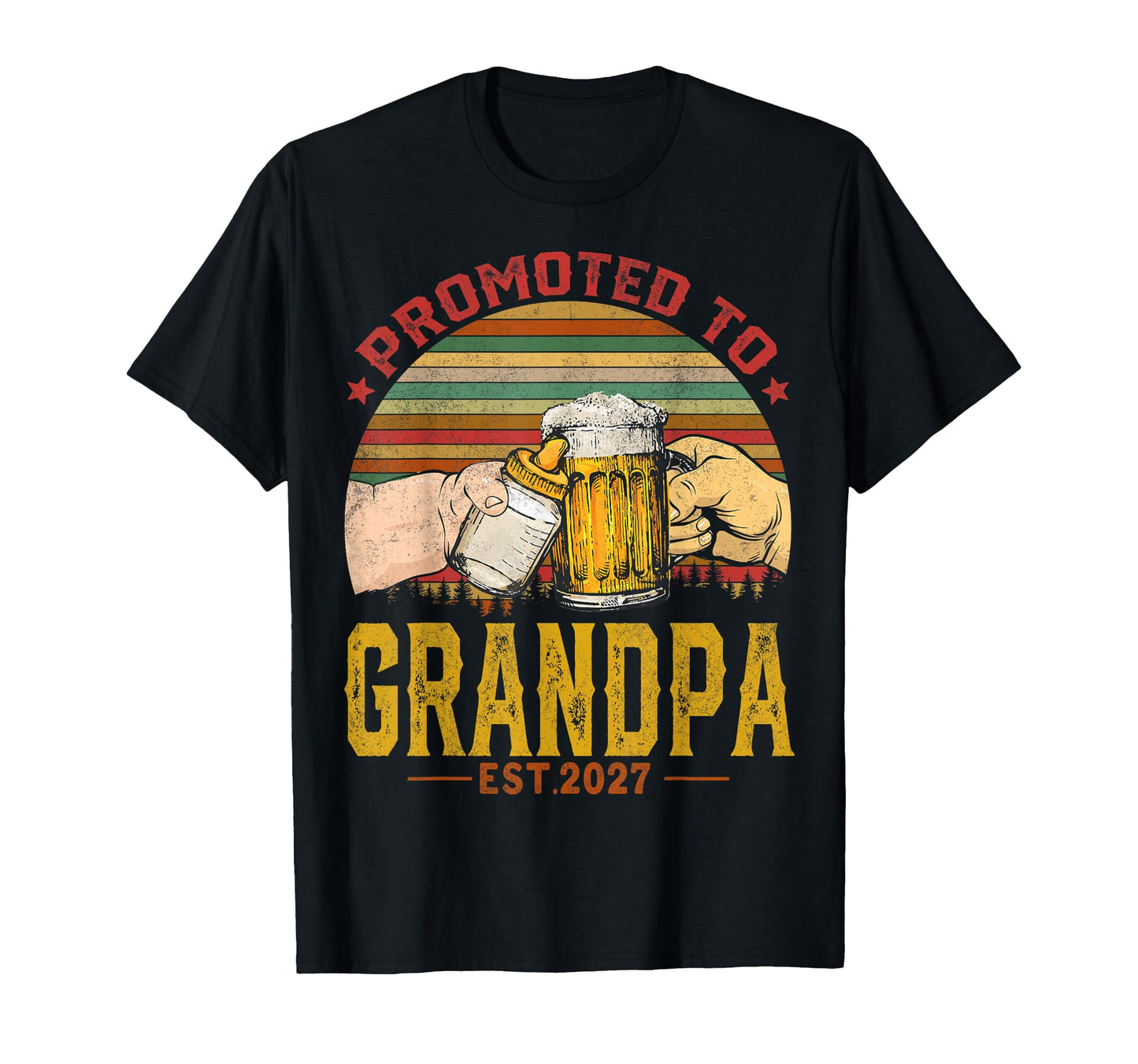 Promoted To Grandpa Est 2027 New Dad T-Shirt - Minimalist Print Unisex - T-Shirt, Sweatshirt, Hoodie