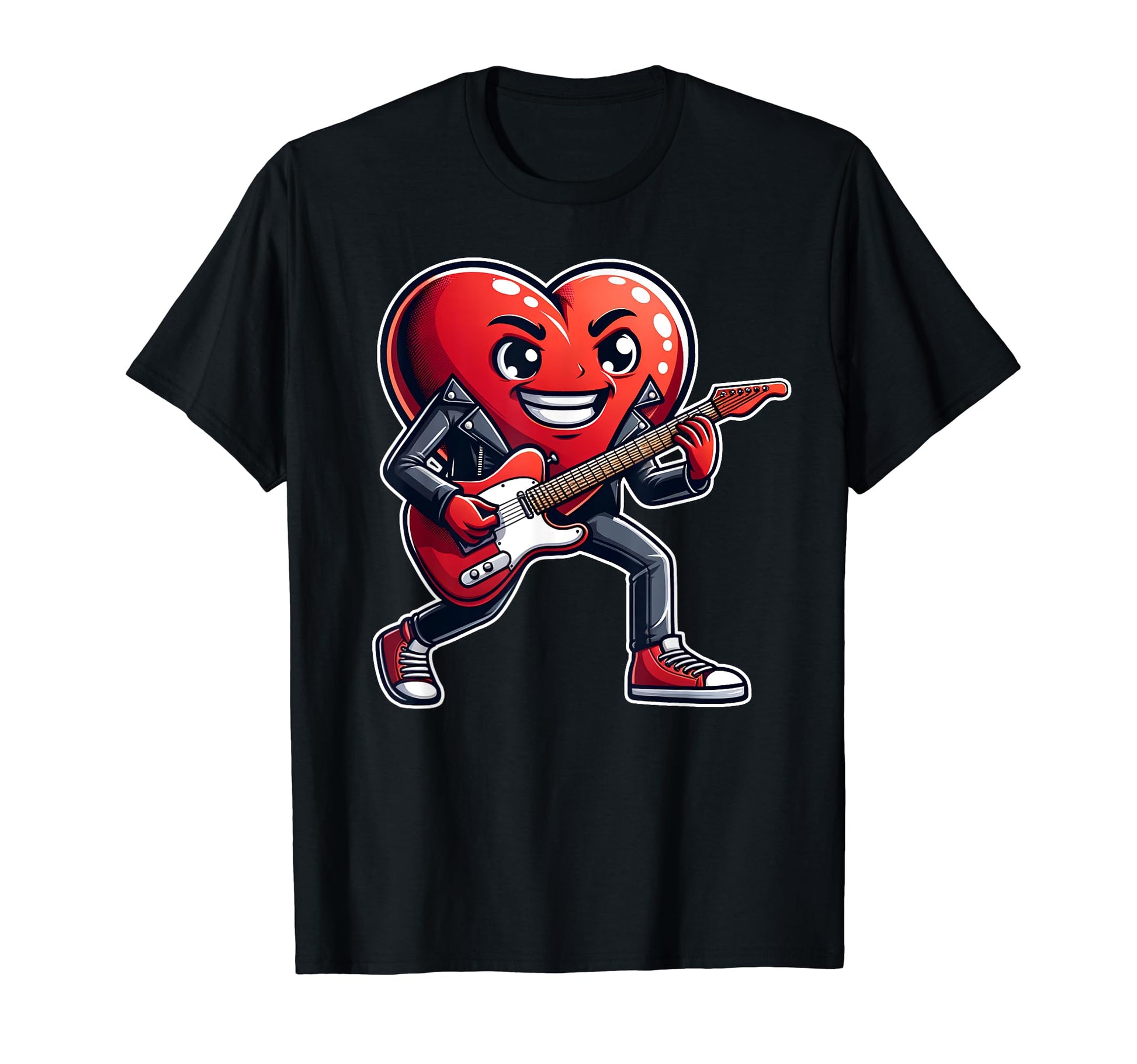 Valentines Day Heart Guitar Player T-Shirt - Graphic Print Unisex - T-Shirt, Sweatshirt, Hoodie
