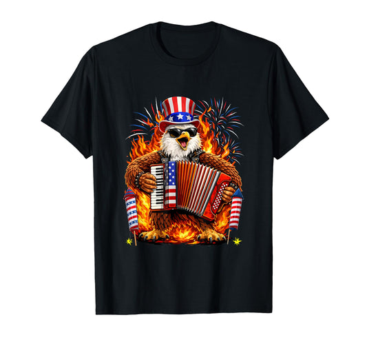 4Th July Eagle Playing Accordion T-Shirt - Streetwear Style Men Women - T-Shirt, Sweatshirt, Hoodie