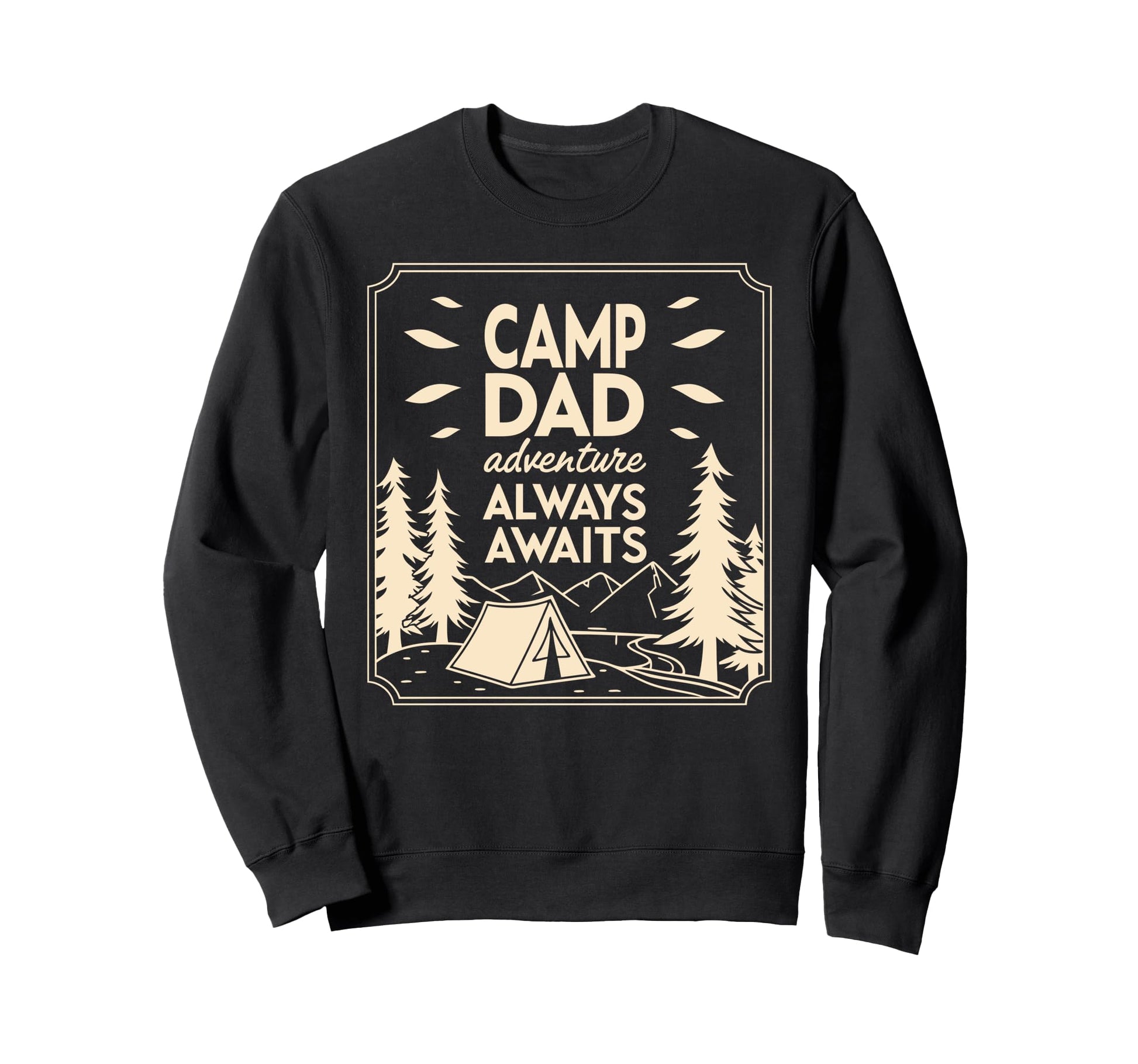 Fathers Day Camp Dad Adventure Awaits Sweatshirt - Graphic Print for Adults - T-Shirt, Sweatshirt, Hoodie