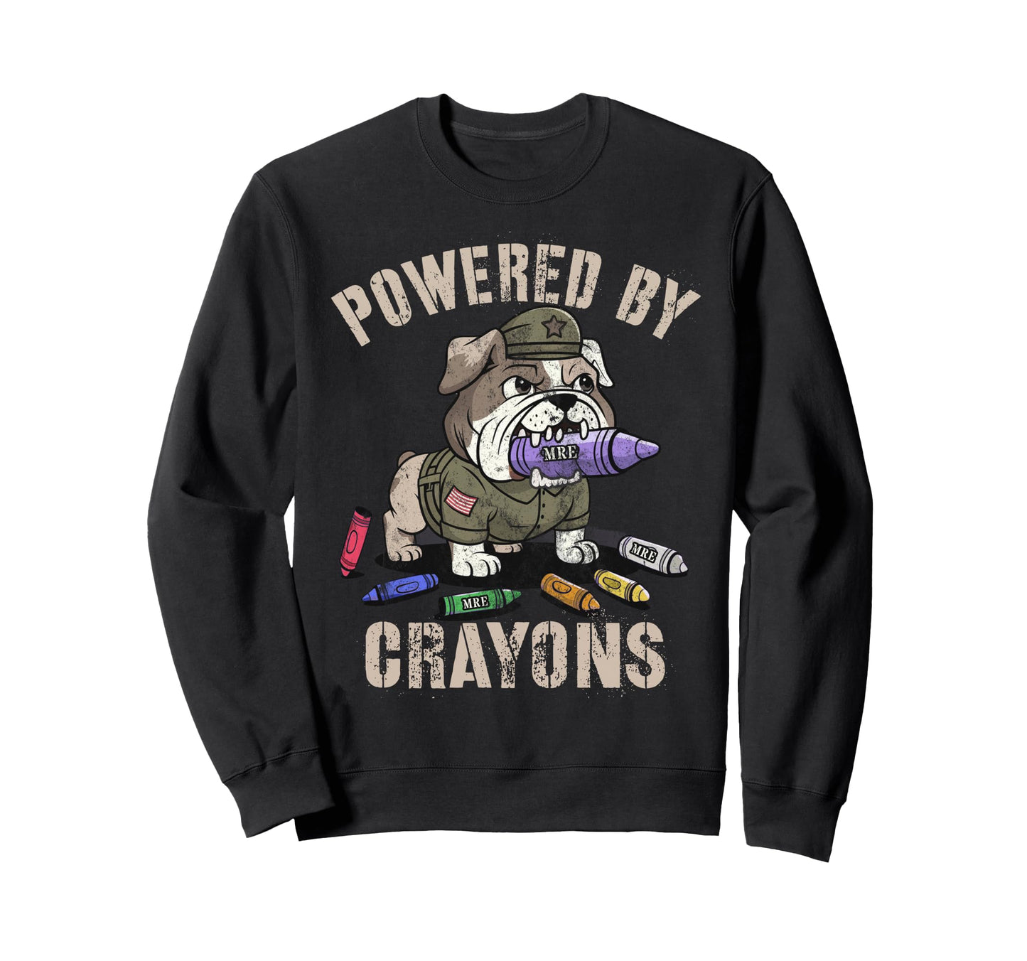 Kawaii Powered Crayons Armed Forces Sweatshirt - Unique Graphic for Adults - T-Shirt, Sweatshirt, Hoodie