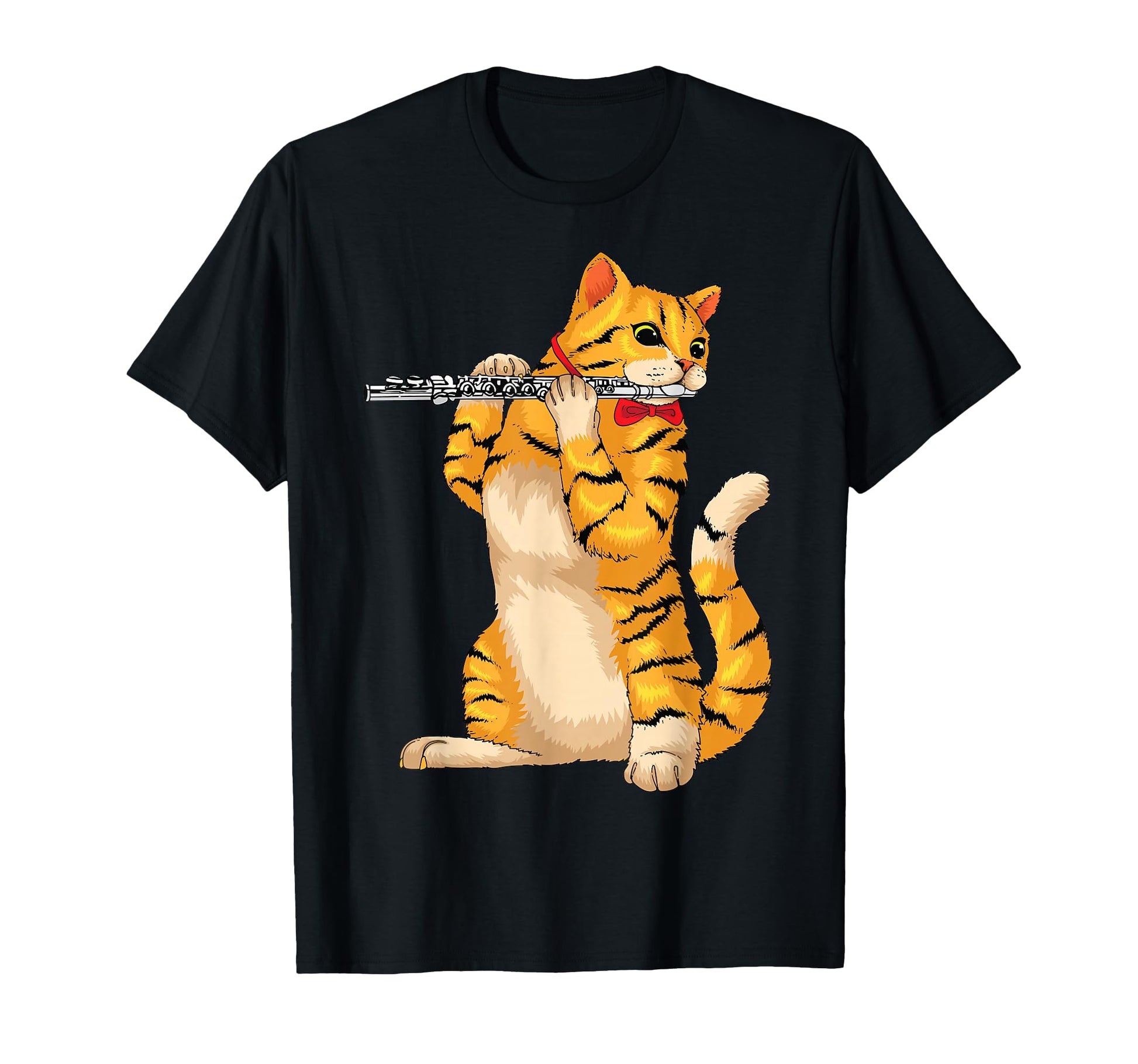 Funny Cat Playing Flute Animal T-Shirt - Custom Art Print Men Women - T-Shirt, Sweatshirt, Hoodie