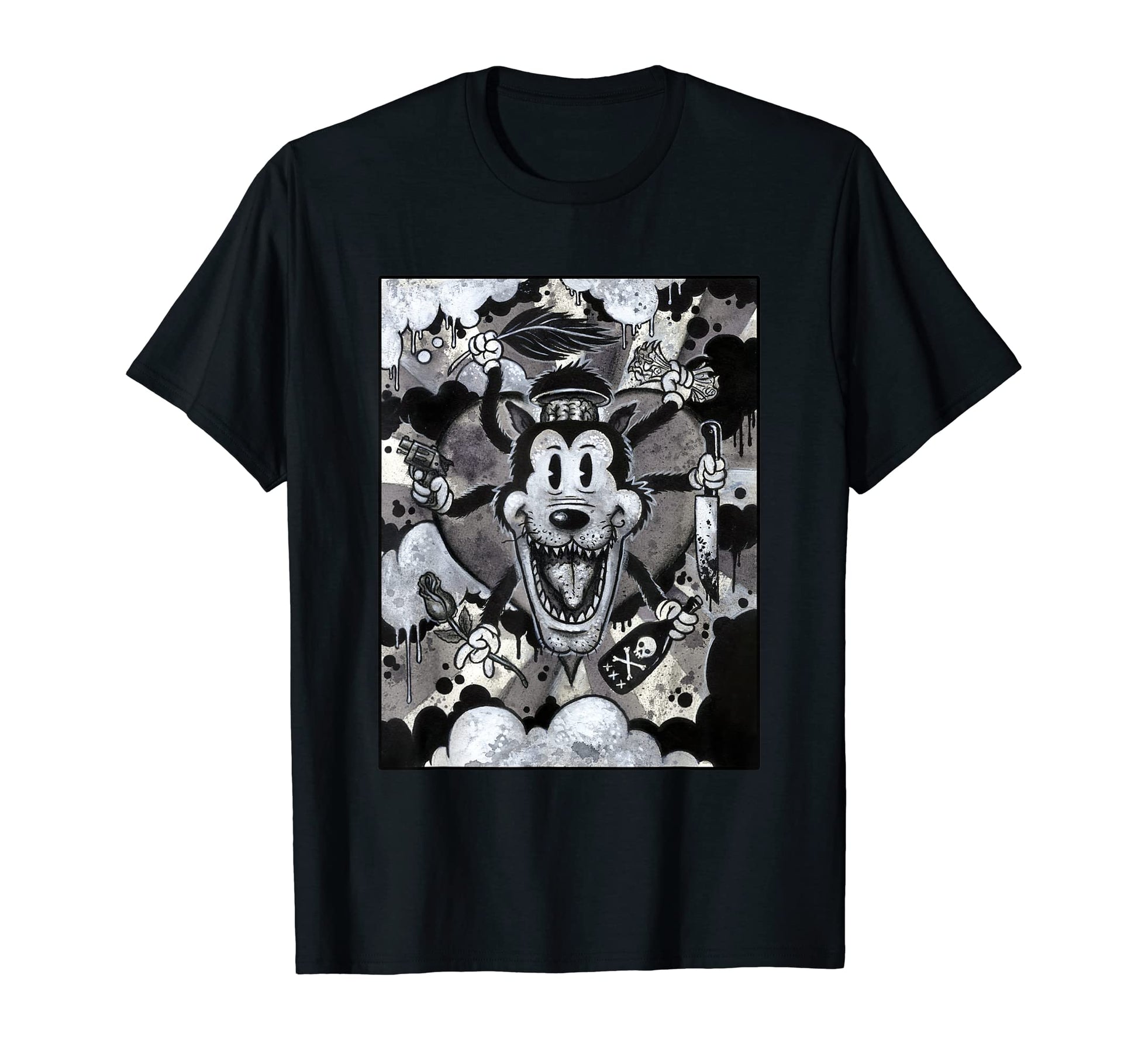 Wolfs Poison Pop Surrealism Artwork Frank T-Shirt - Novelty Apparel Unisex - T-Shirt, Sweatshirt, Hoodie