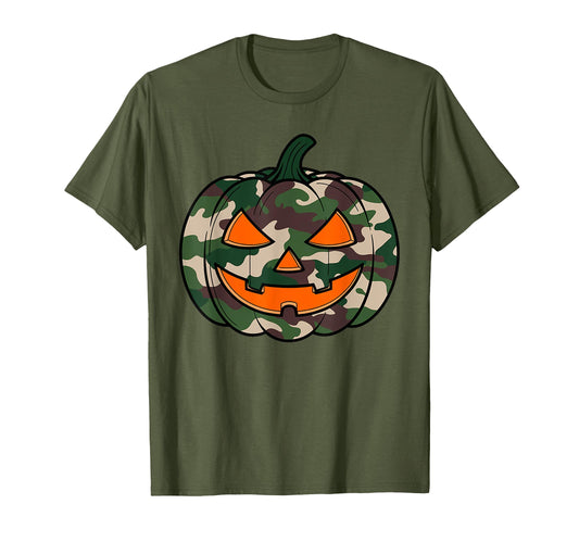 Camo Jack O Lantern Halloween Shirts T-Shirt - Casual Everyday Wear Unisex - T-Shirt, Sweatshirt, Hoodie