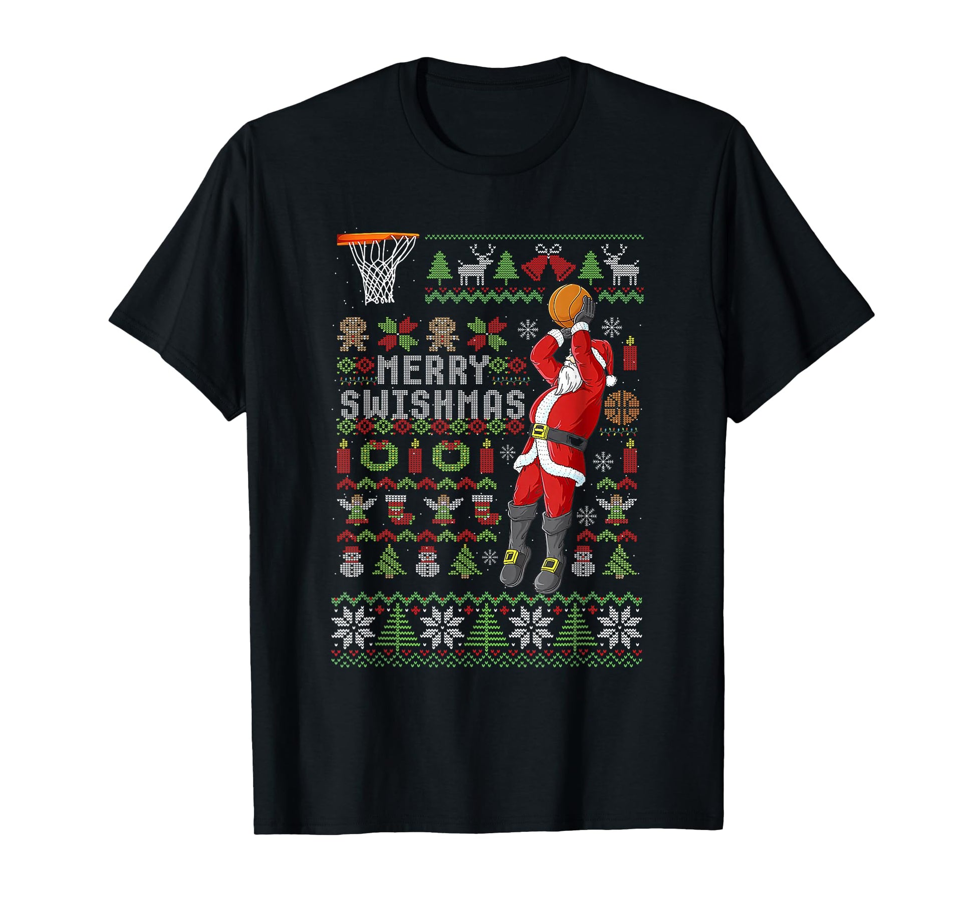 Merry Swishmas Ugly Basketball Pajama T-Shirt - Novelty Apparel Men Women - T-Shirt, Sweatshirt, Hoodie