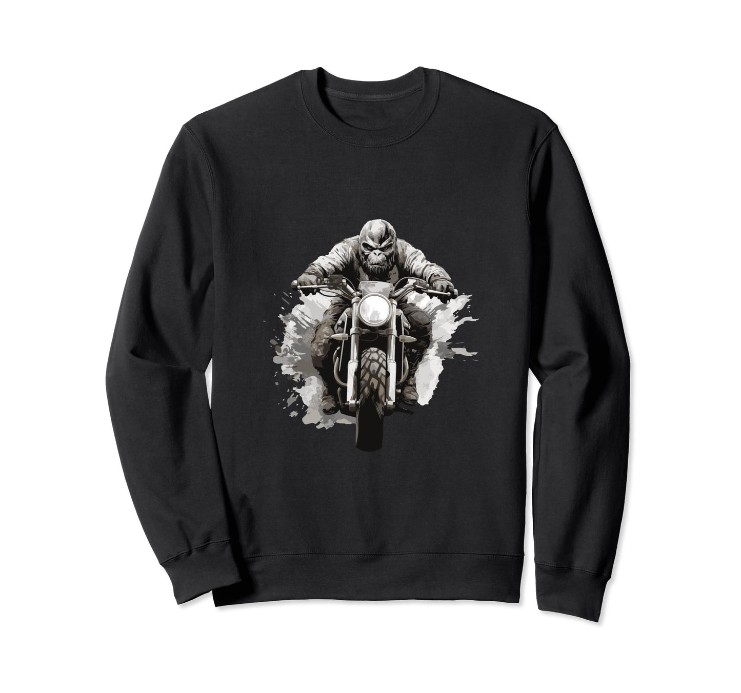 Gorilla Riding Motorcycle Dad Biker Sweatshirt - Minimalist Print Unisex - T-Shirt, Sweatshirt, Hoodie
