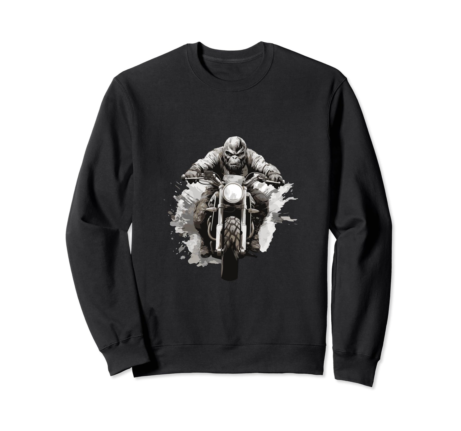 Gorilla Riding Motorcycle Dad Biker Sweatshirt - Minimalist Print Unisex - T-Shirt, Sweatshirt, Hoodie
