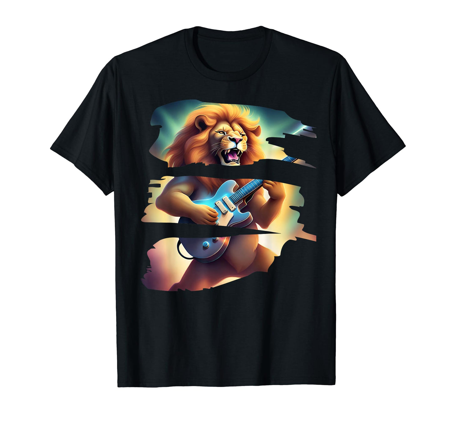 Rockin King Jungle Musician Wildlife T-Shirt - Unique Graphic Unisex - T-Shirt, Sweatshirt, Hoodie