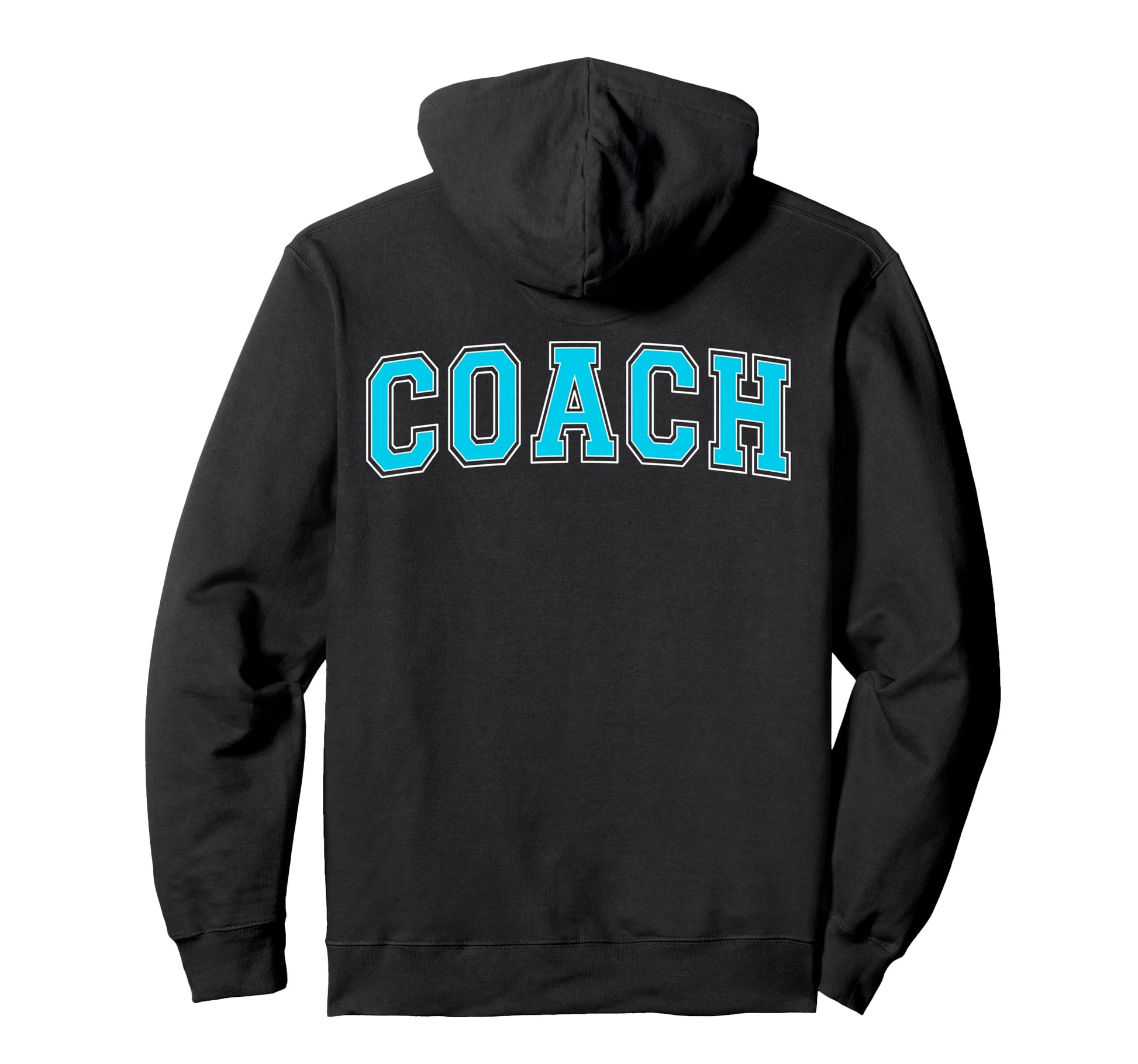 Coach Sports Trainer Varsity Cyan White Hoodie - Custom Art Print Unisex - T-Shirt, Sweatshirt, Hoodie