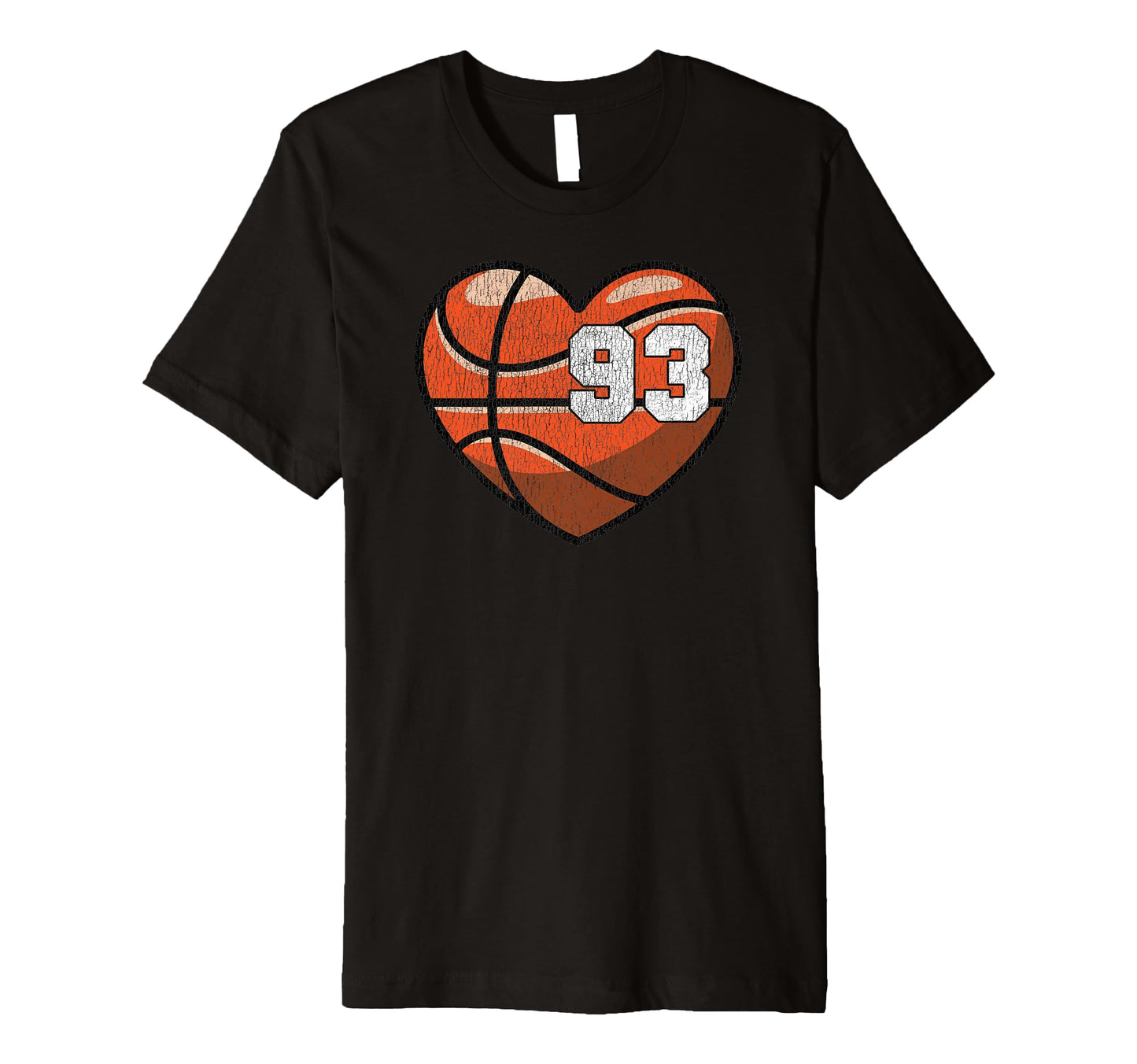 Basketball Number 93 Distressed Heart T-Shirt - Graphic Print Unisex - T-Shirt, Sweatshirt, Hoodie