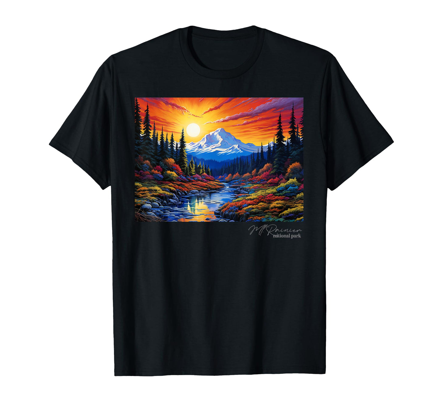 Mt Mount Rainier National Park T-Shirt - Fun Novelty Design for Adults - T-Shirt, Sweatshirt, Hoodie