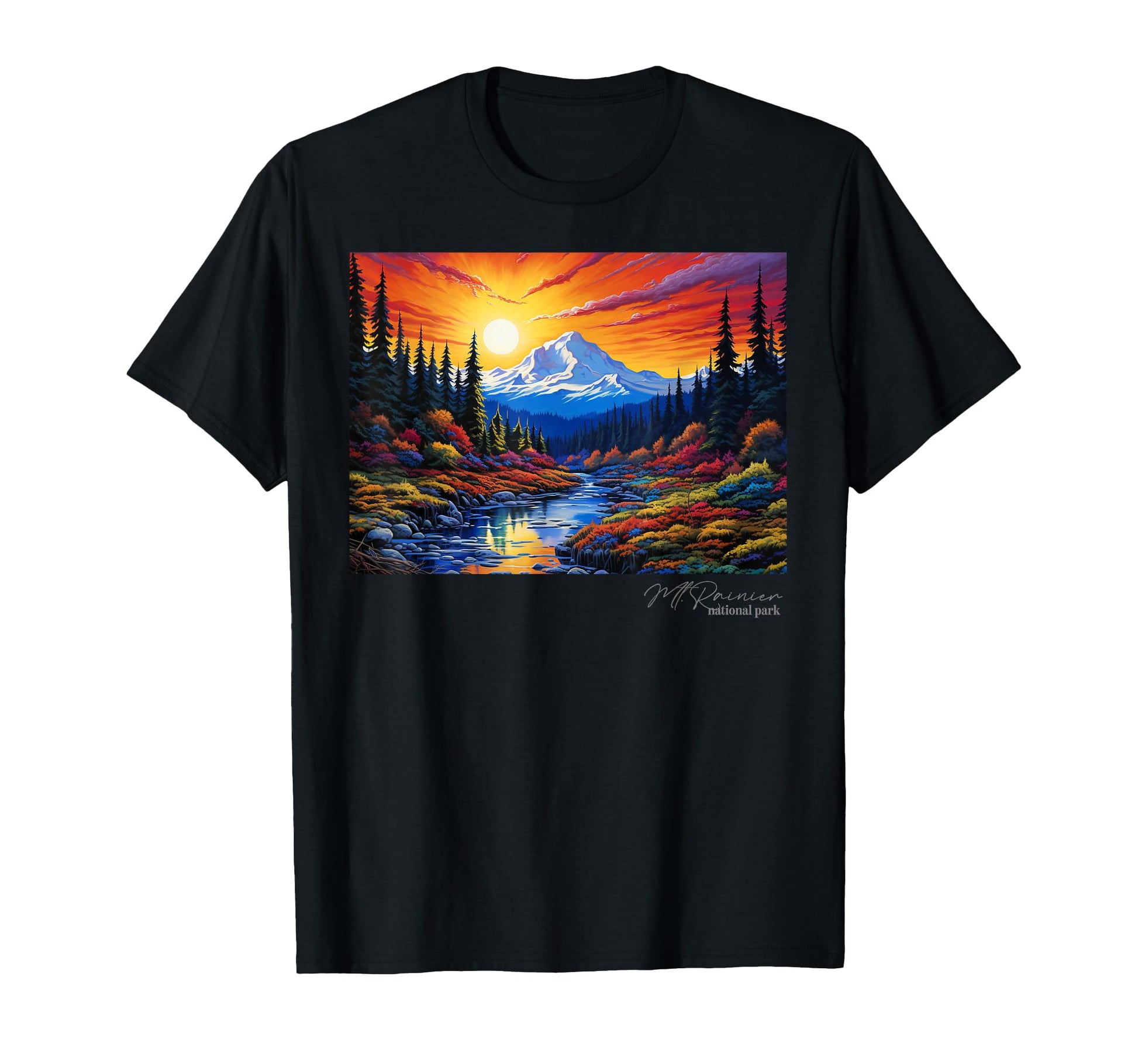 Mt Mount Rainier National Park T-Shirt - Fun Novelty Design for Adults - T-Shirt, Sweatshirt, Hoodie