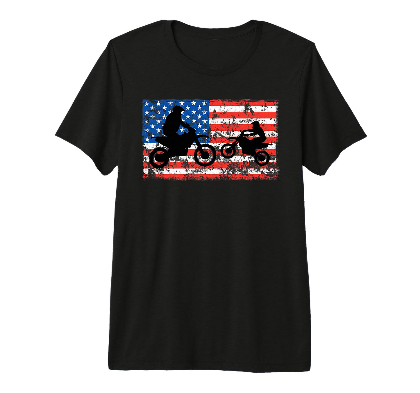Dad And Son Motocross Usa Flag T-Shirt - Novelty Apparel for Adults - T-Shirt, Sweatshirt, Hoodie