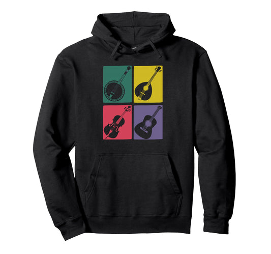 Bluegrass Instrument Pop Art Art Hoodie - Casual Everyday Wear Men Women - T-Shirt, Sweatshirt, Hoodie