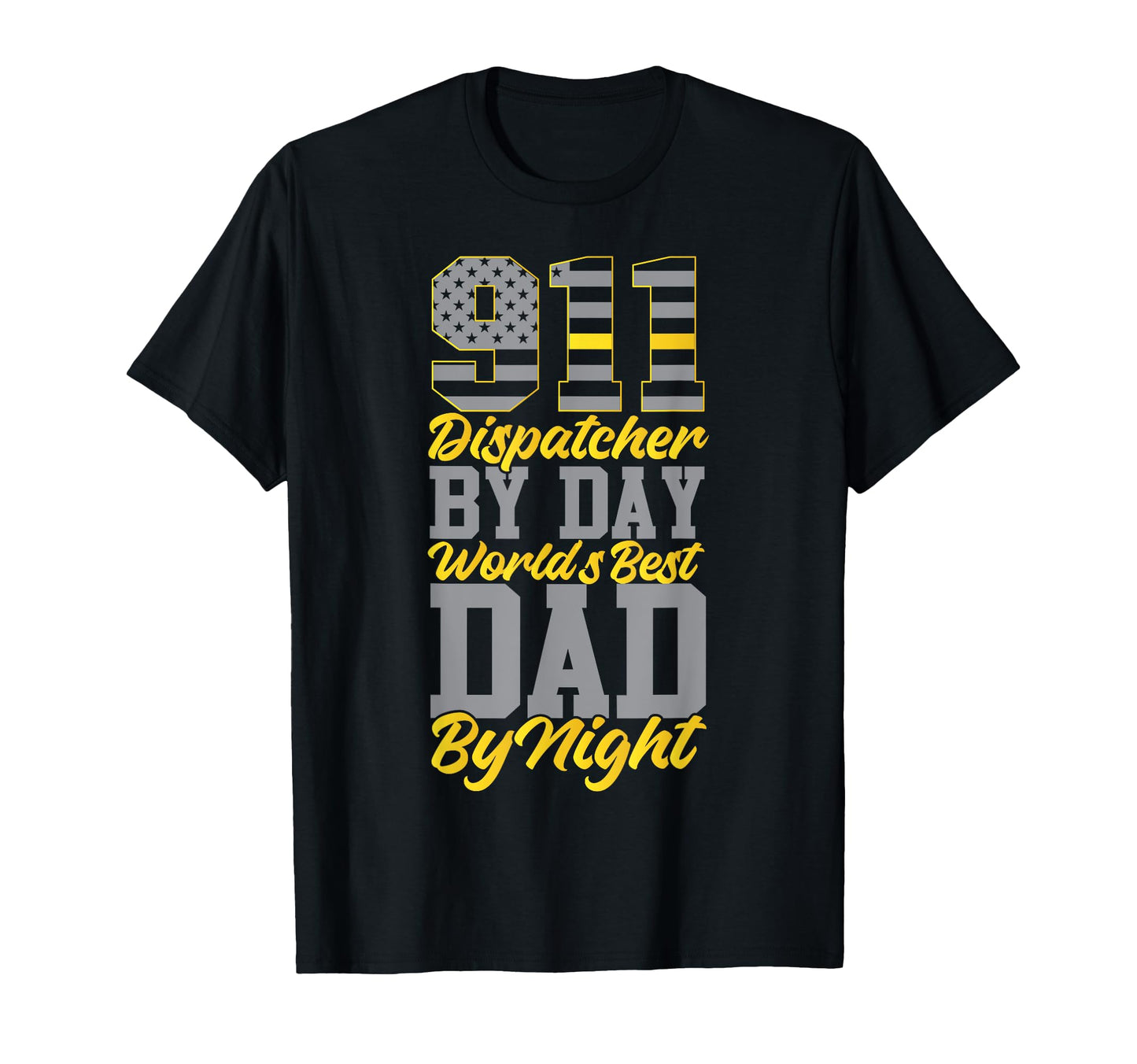 911 Dispatcher Thin Gold Yellow Line T-Shirt - Novelty Apparel for Adults - T-Shirt, Sweatshirt, Hoodie