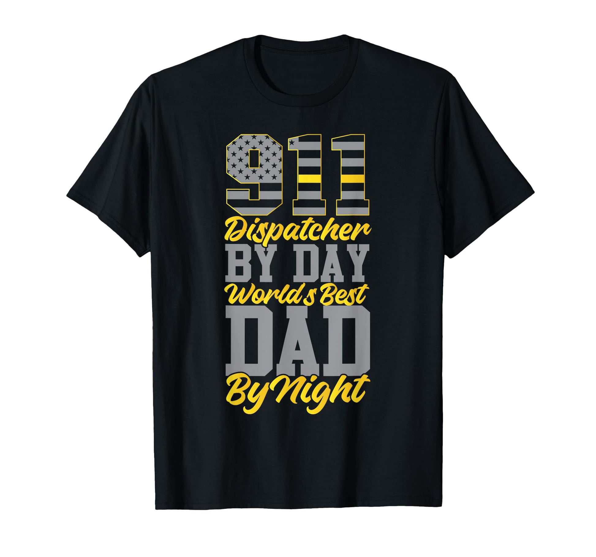 911 Dispatcher Thin Gold Yellow Line T-Shirt - Novelty Apparel for Adults - T-Shirt, Sweatshirt, Hoodie
