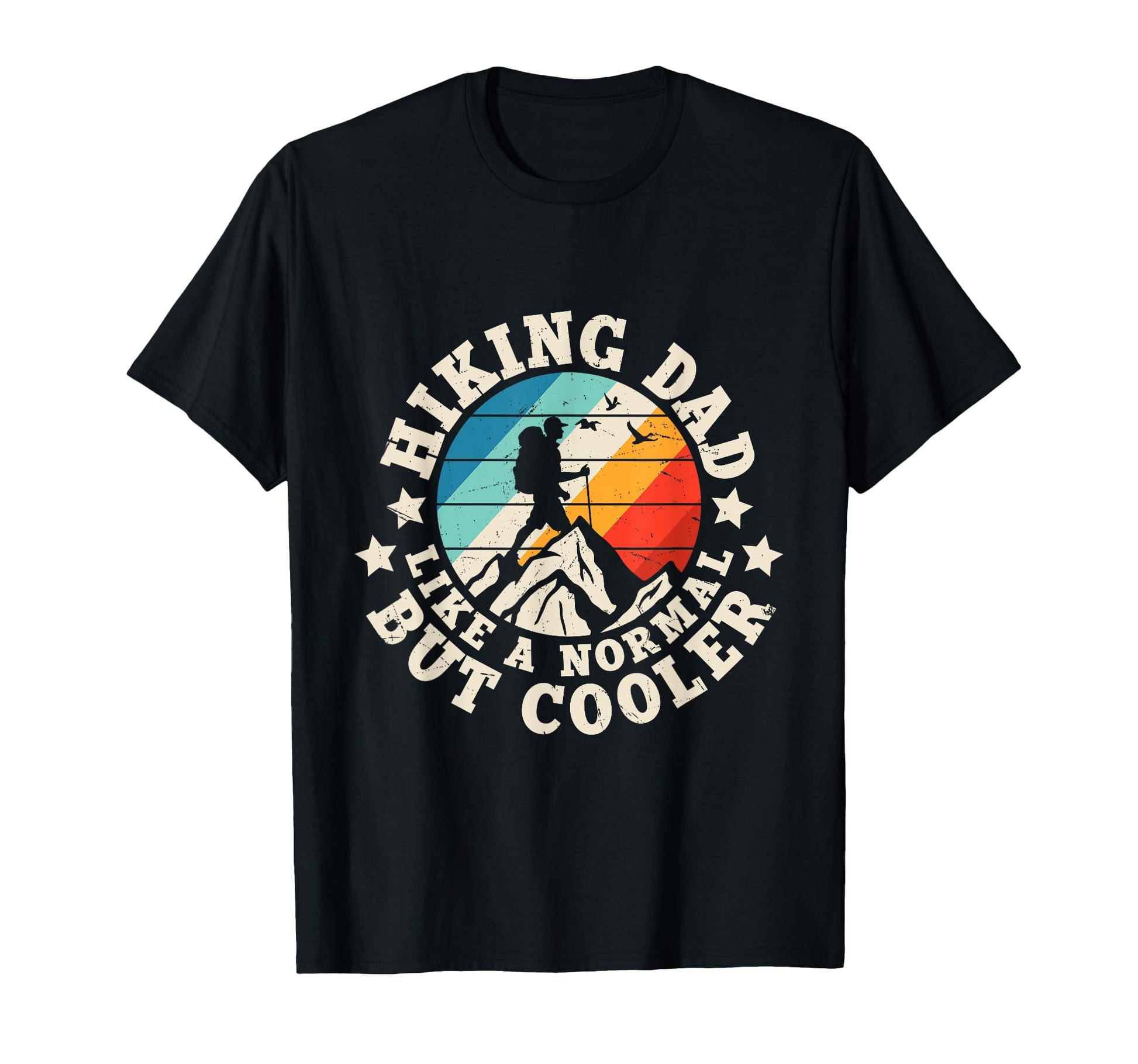 Hiking Dad Adventures Await Sunset T-Shirt - Trendy Graphic for Adults - T-Shirt, Sweatshirt, Hoodie